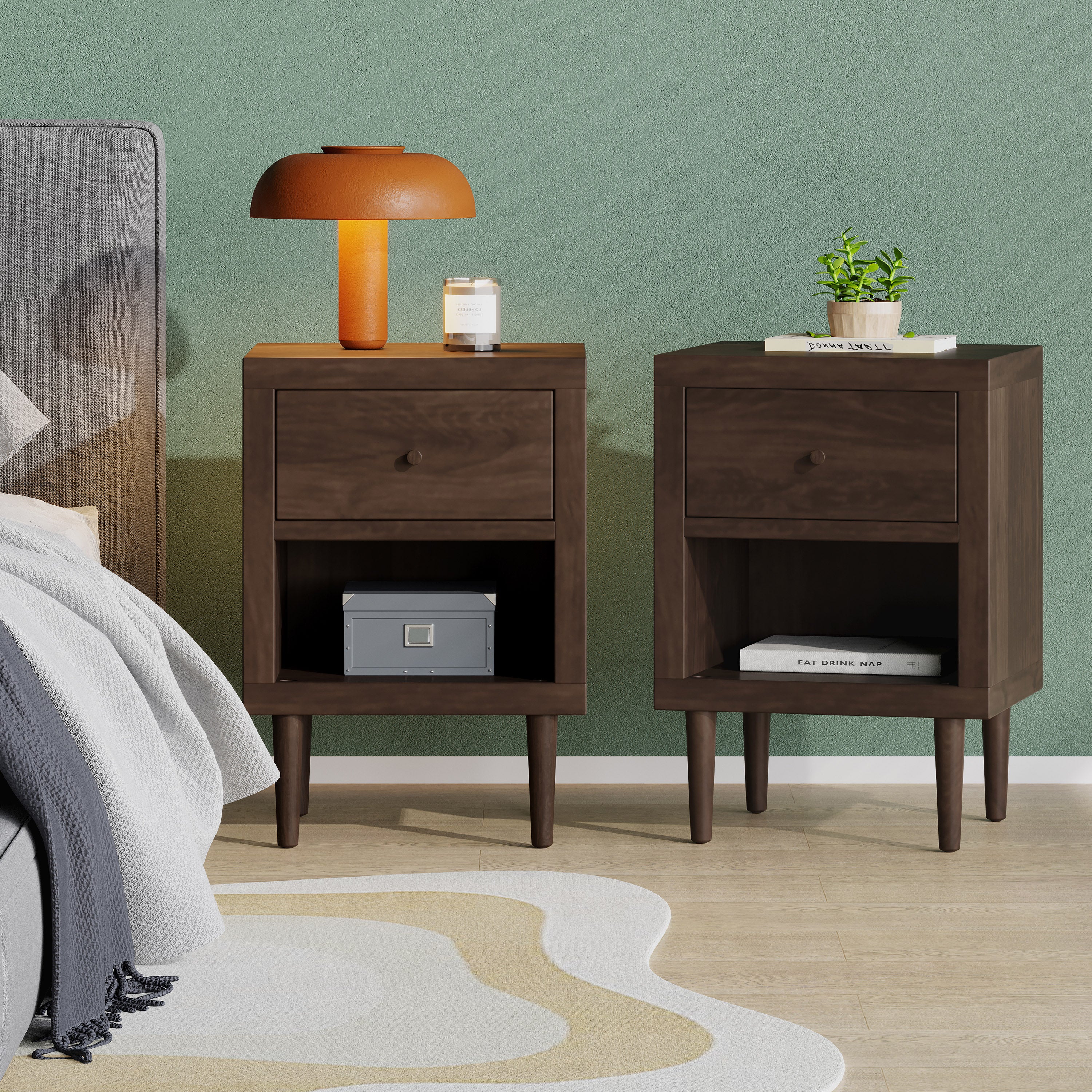 Farhart Faux Wood Single Drawer Nightstand - furnishings