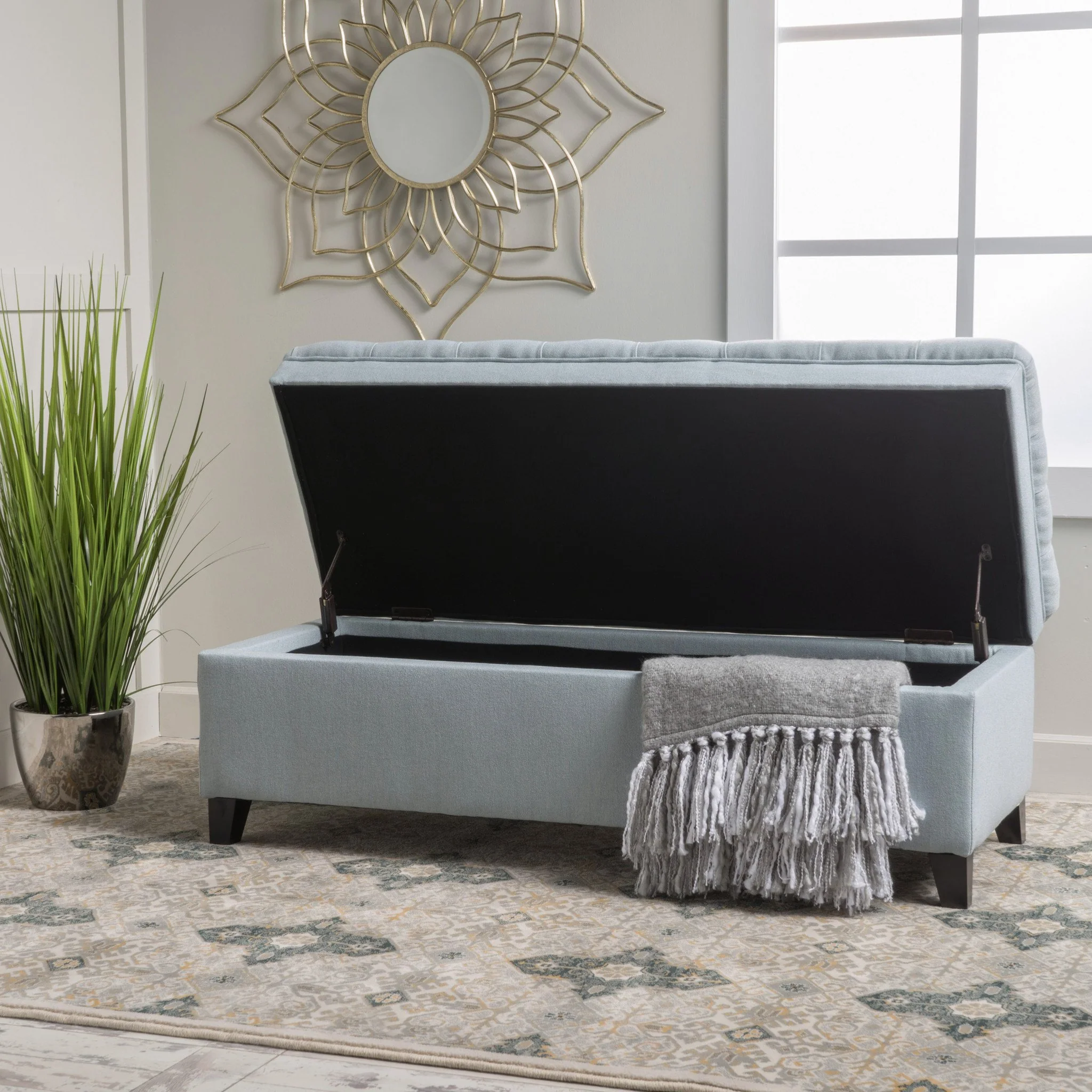 Laguna French Style Tufted Fabric Storage Ottoman Bench - furnishings