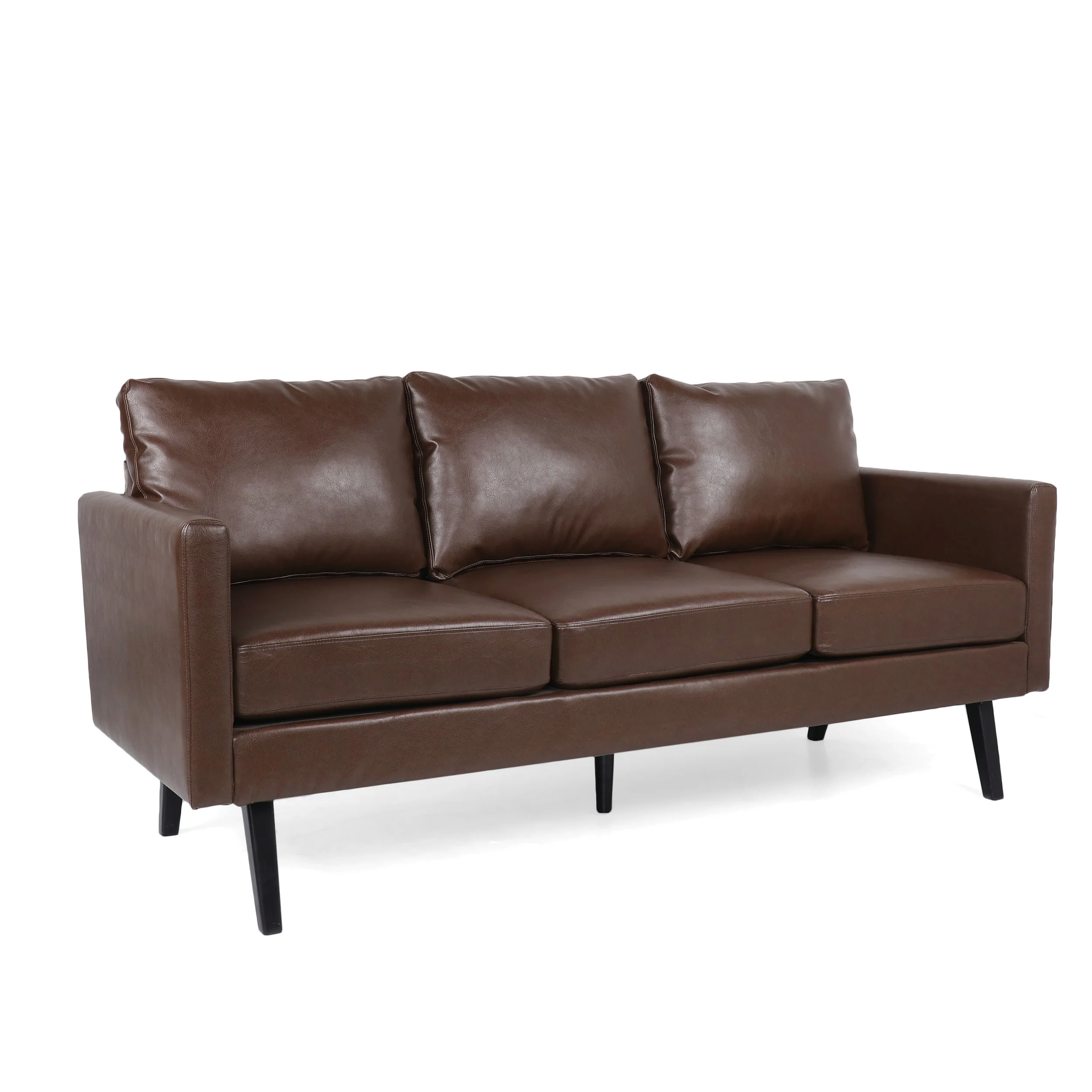 Dowd Mid Century Modern Faux Leather 3 Seater Sofa - furnishings