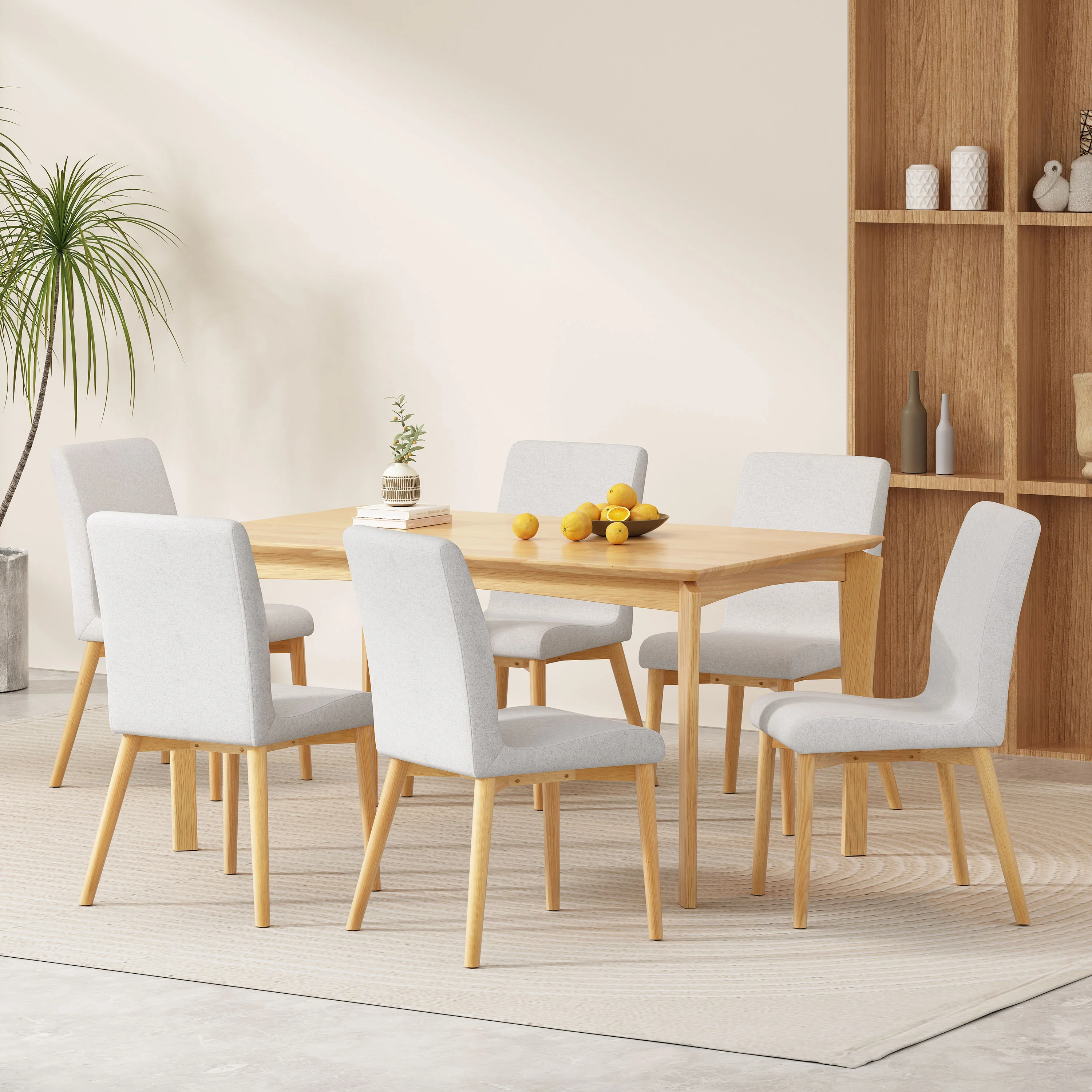 Amesbury Wood and Fabric 7 Piece Dining Set - furnishings