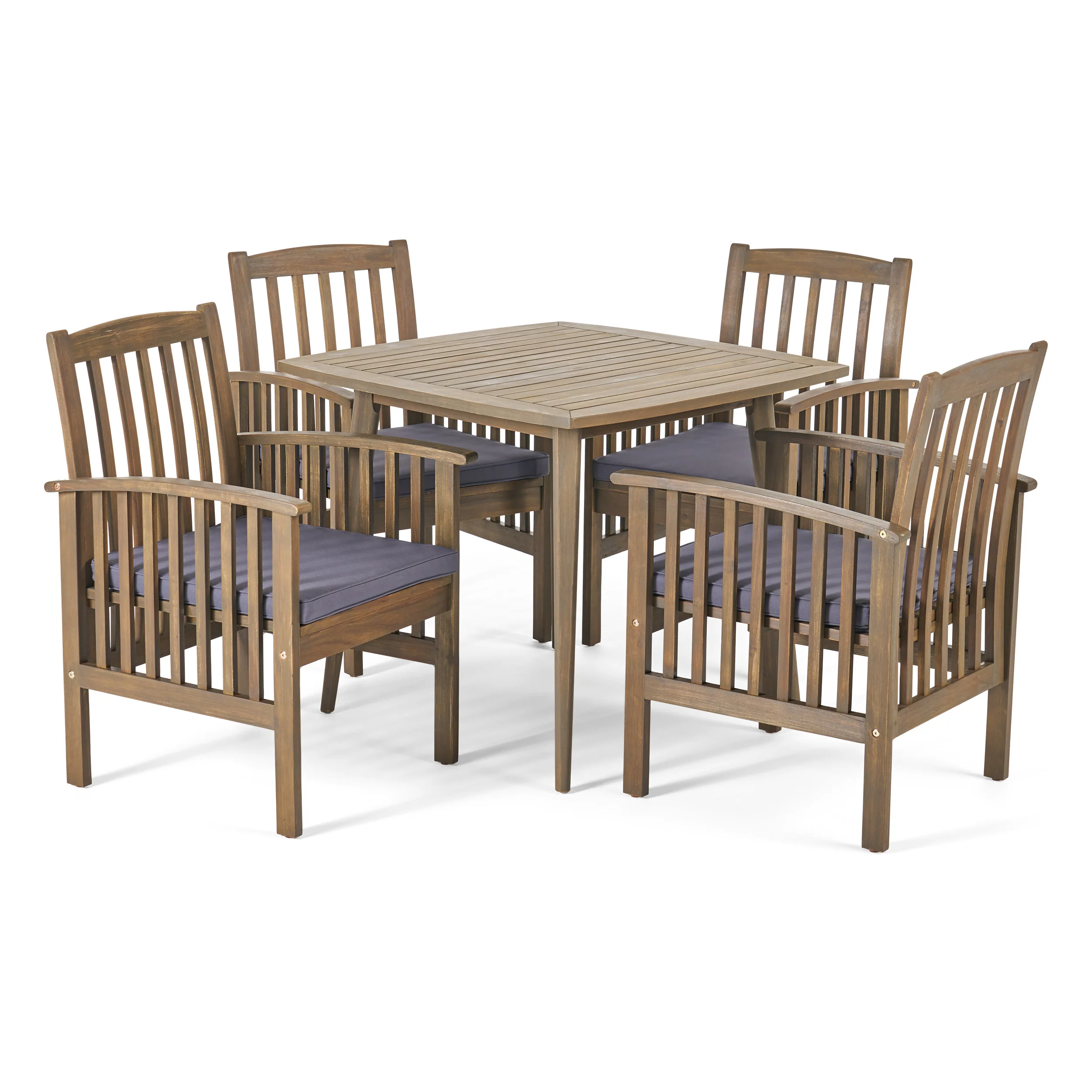 Phoenix Outdoor Acacia 4-Seater Dining Set with Cushions and 36