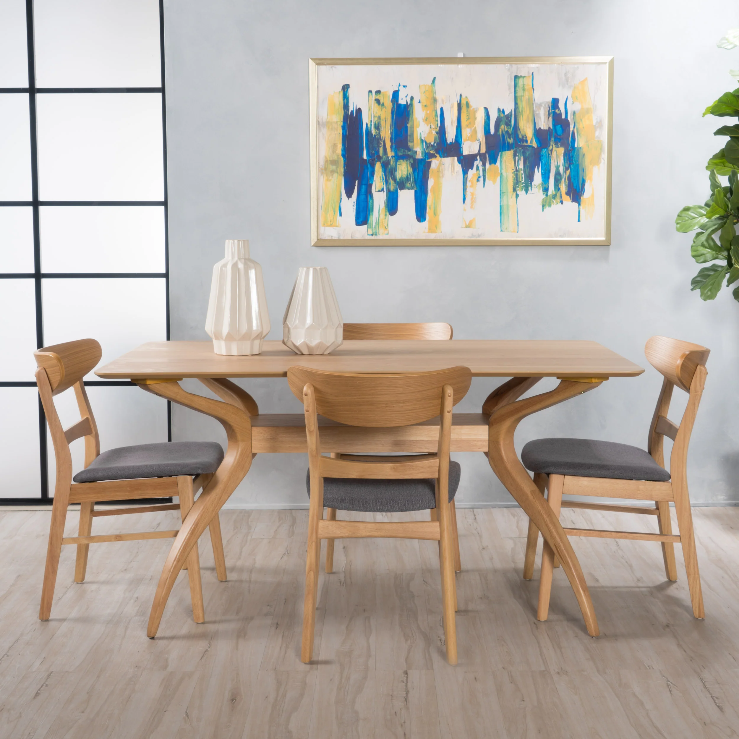 Isador Mid-Century Modern 5 Piece Dining Set - furnishings