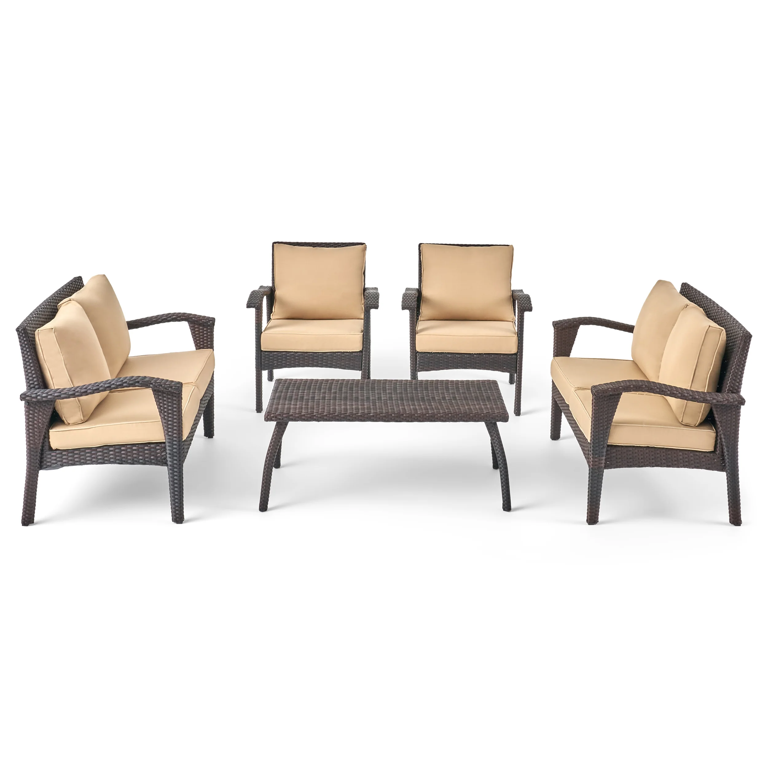 Voyage Outdoor 6 Seater Wicker Chat Set with Cushions - furnishings