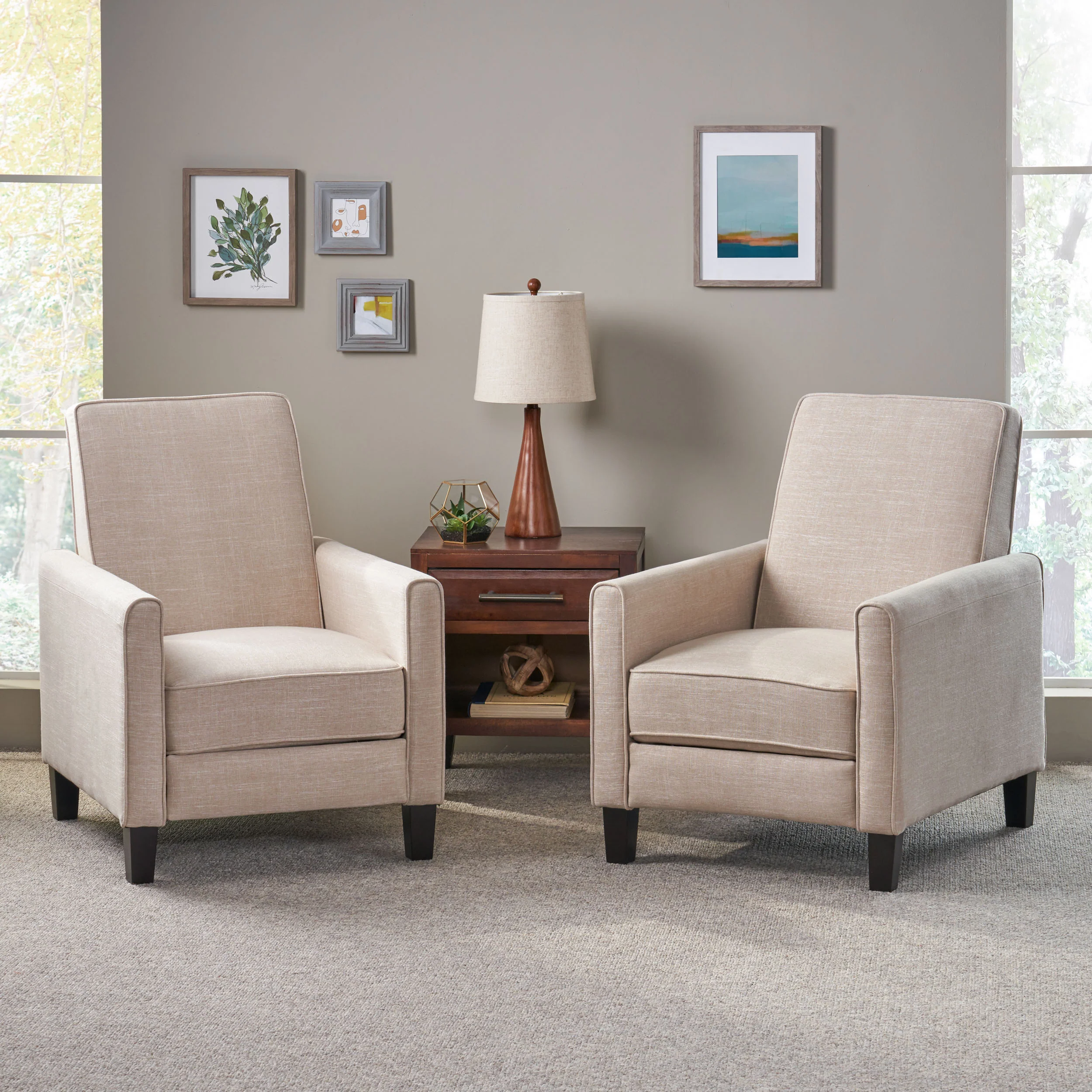 Lucas Contemporary Fabric Recliner (Set of 2) - furnishings