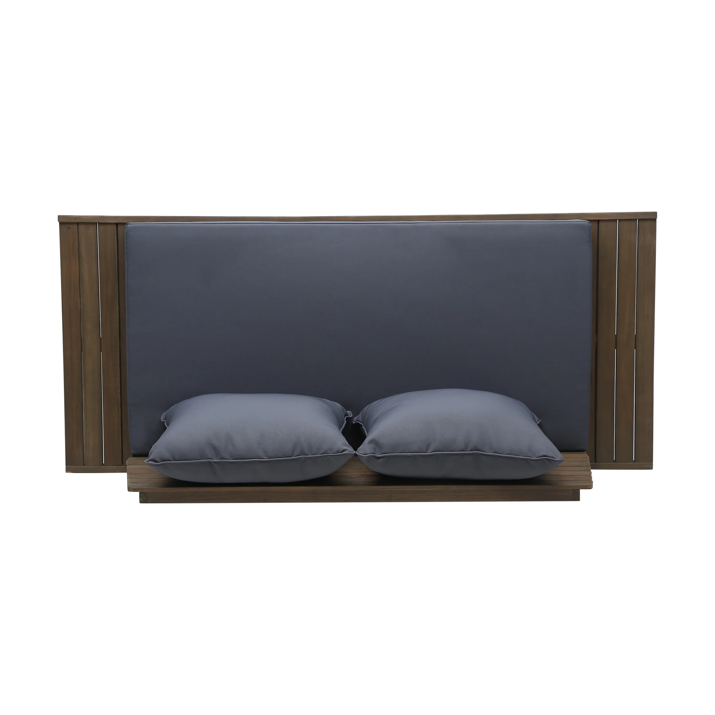 Kailee Outdoor Wooden Loveseat with Cushions, Dark Gray and Gray Finish - furnishings