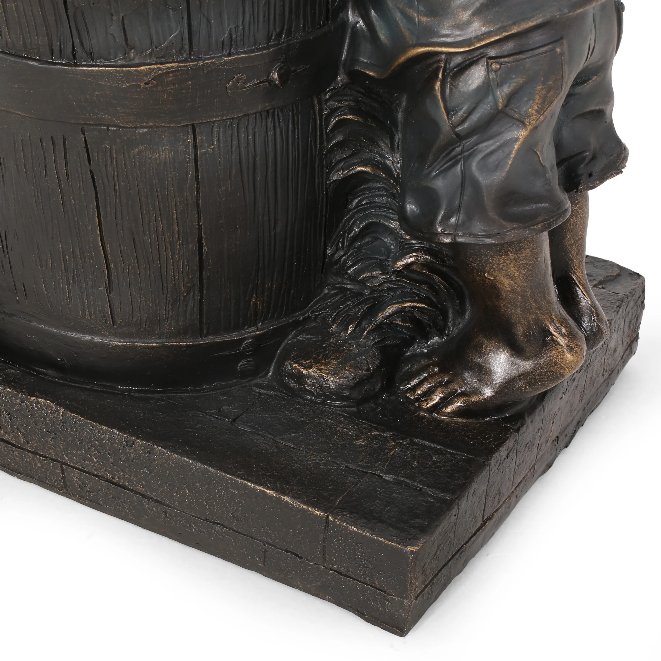 Rayle Outdoor Children at Water Pump Fountain, Dark Brown - furnishings
