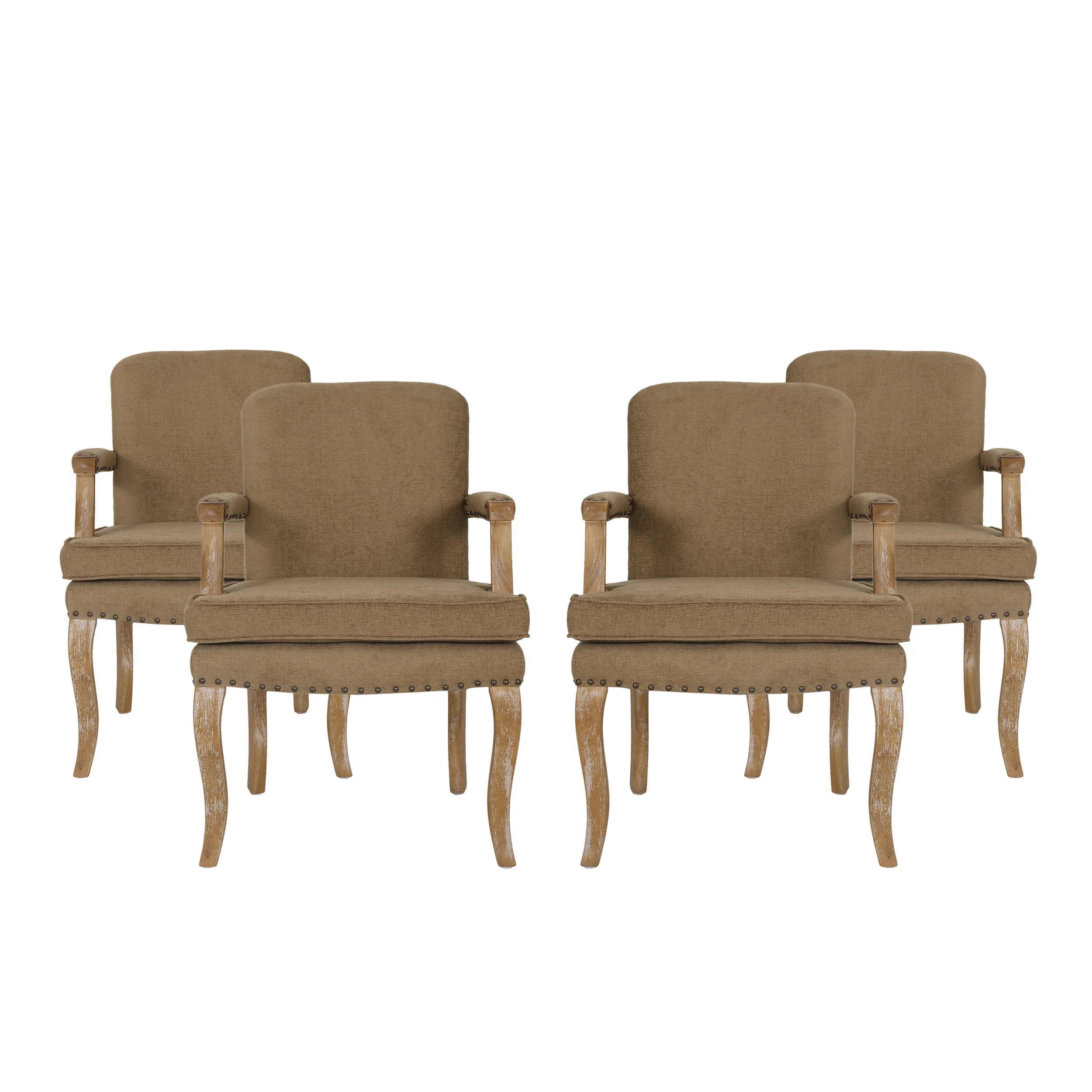 Tim French Country Dining Arm Chair with Nailhead Trim, Set of 4 - furnishings