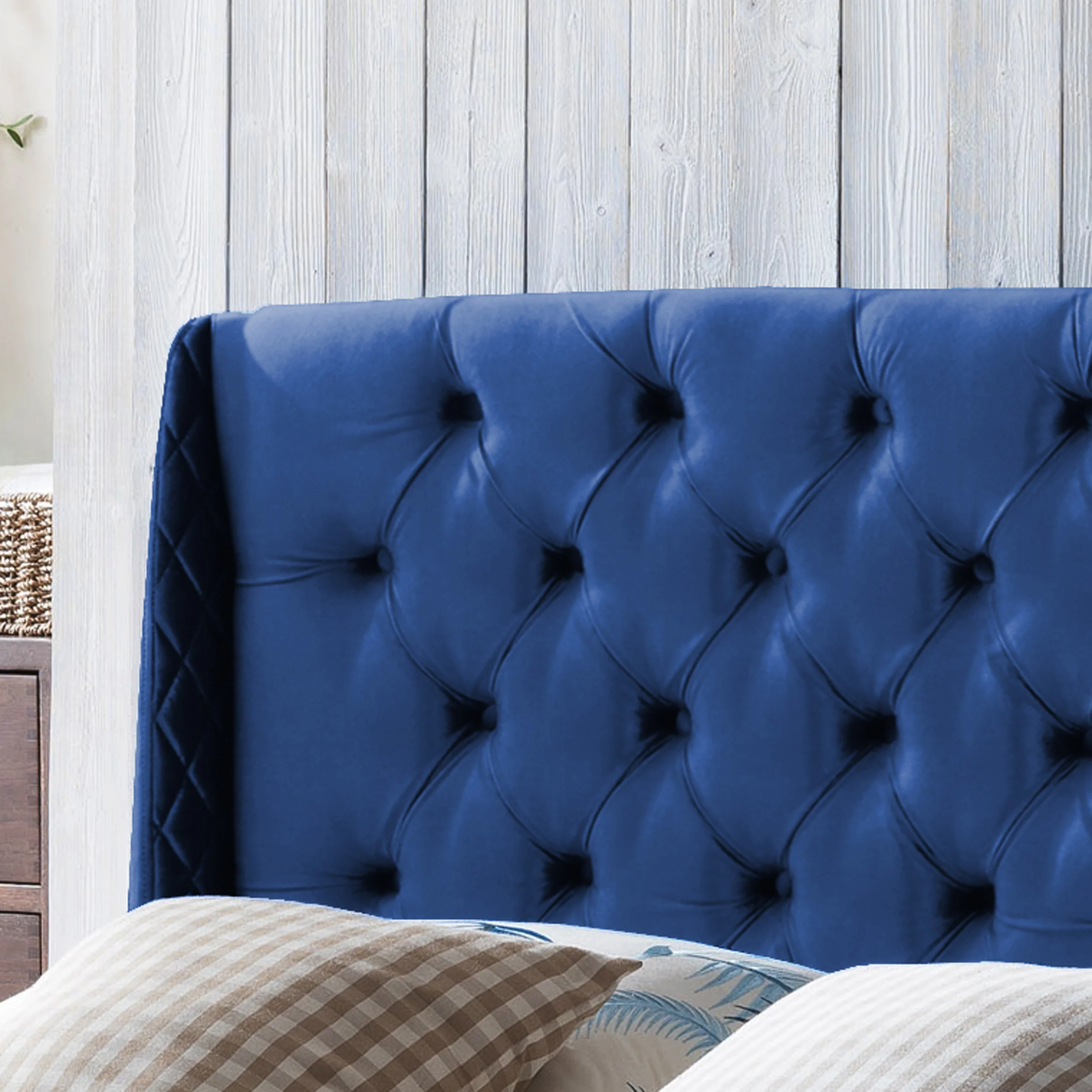 Lidia Wingback Queen Tufted Fabric Headboard - furnishings