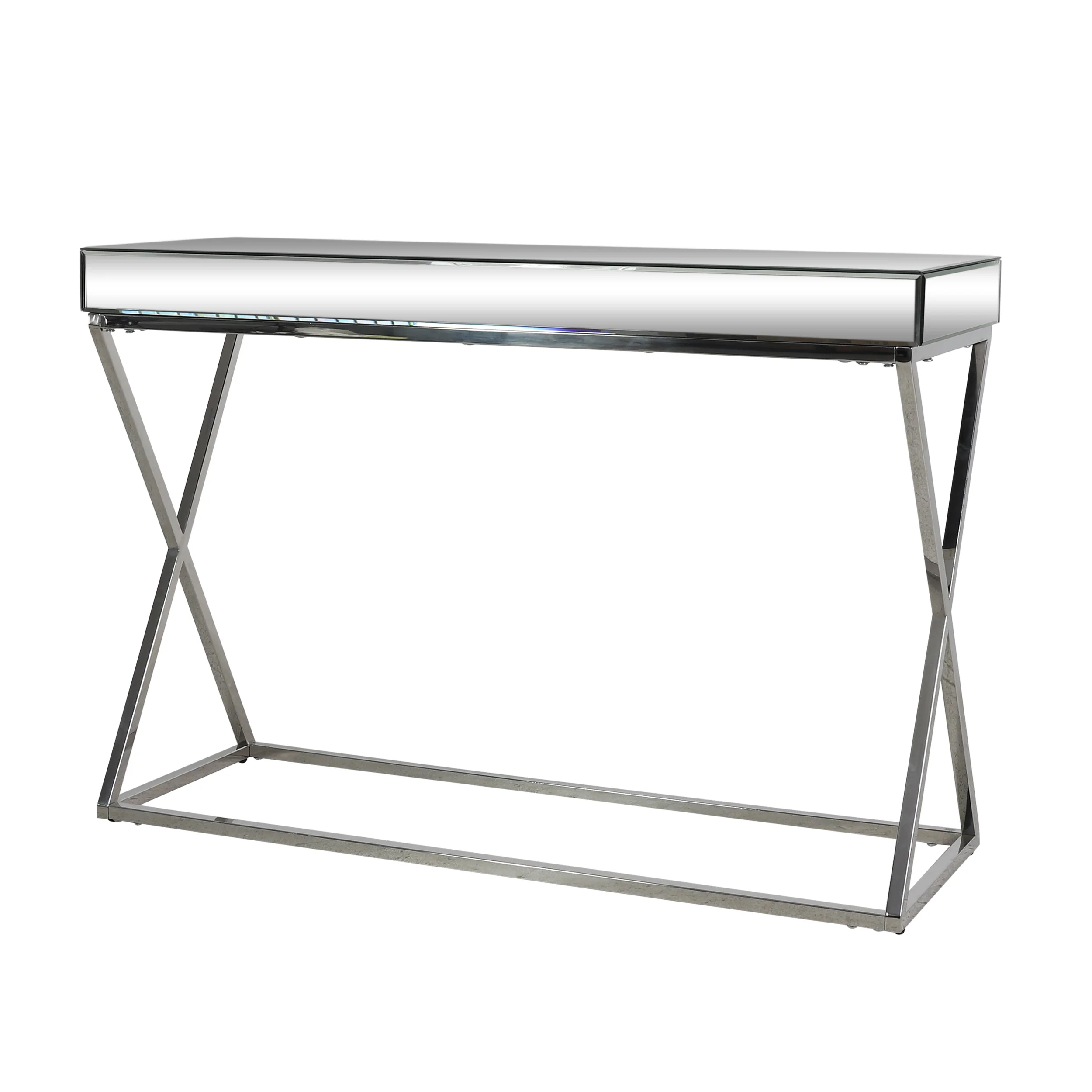 Modesta Modern Glam Console Table with Mirror Tabletop - furnishings