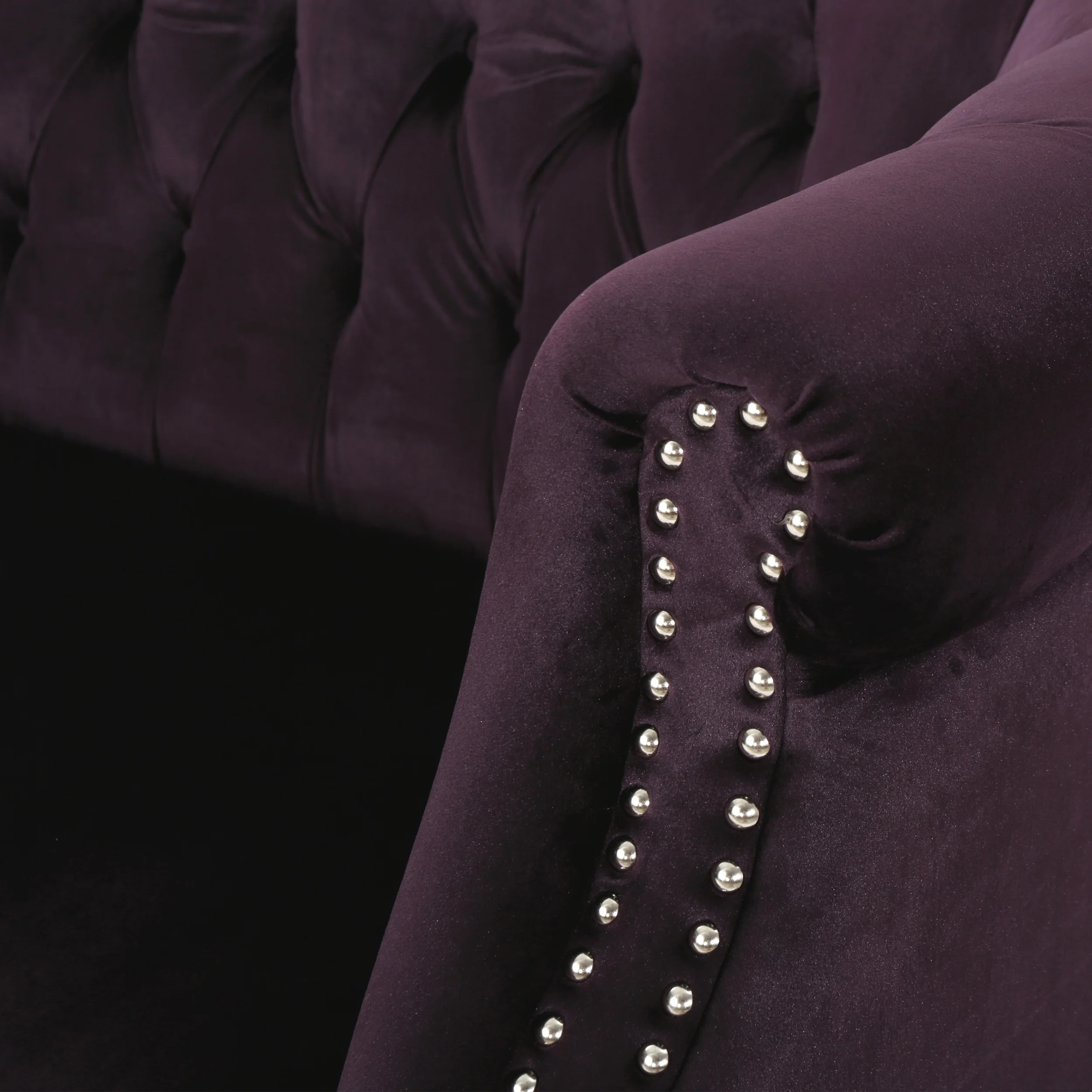 Melaina Tufted Scroll Arm New Velvet Loveseat - furnishings