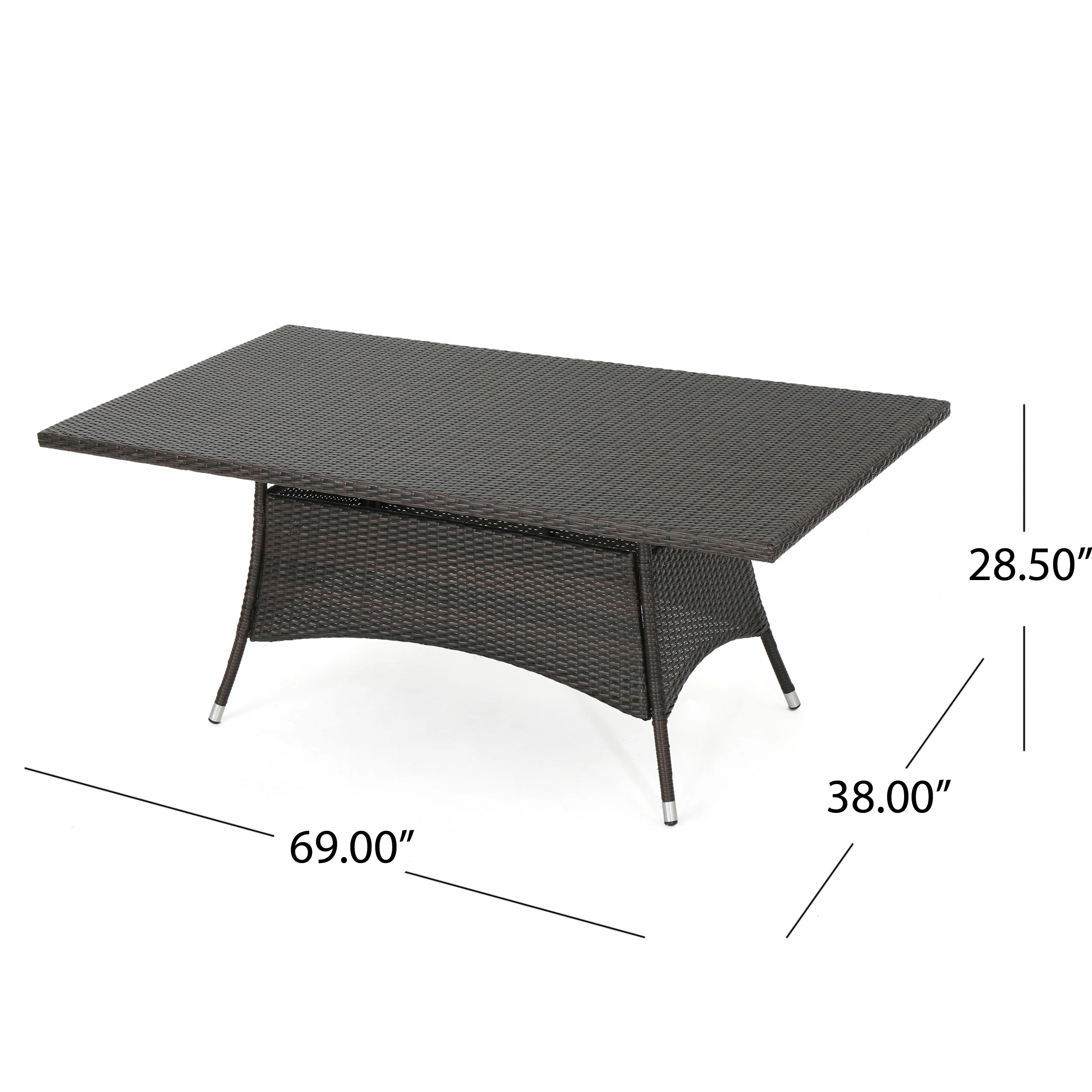 Clayton Outdoor 7 Piece Multi-Brown Wicker Dining Set with Metal Tipped Legs - furnishings