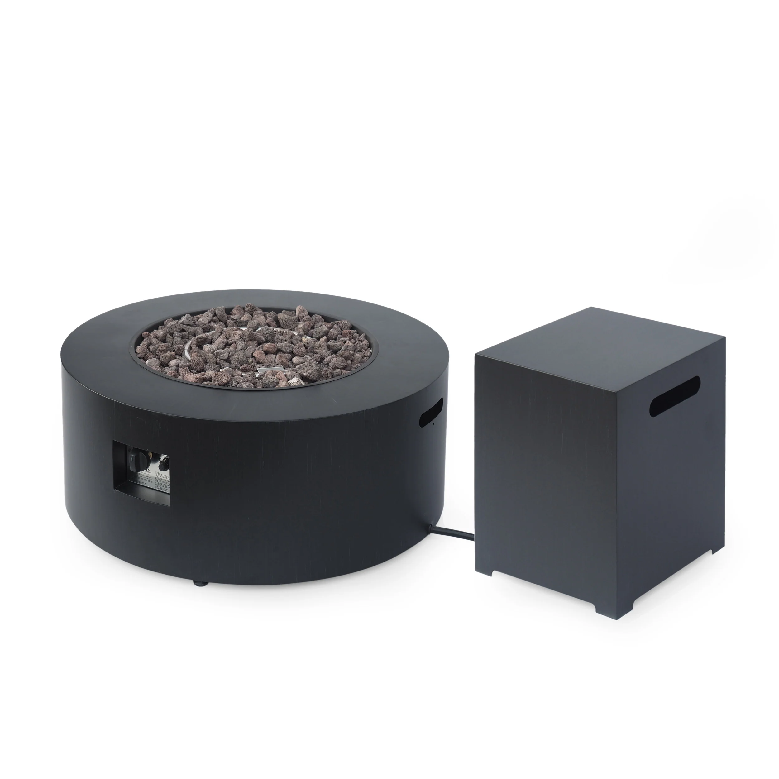 Jefferson Outdoor Round Fire Pit with Tank Holder - furnishings