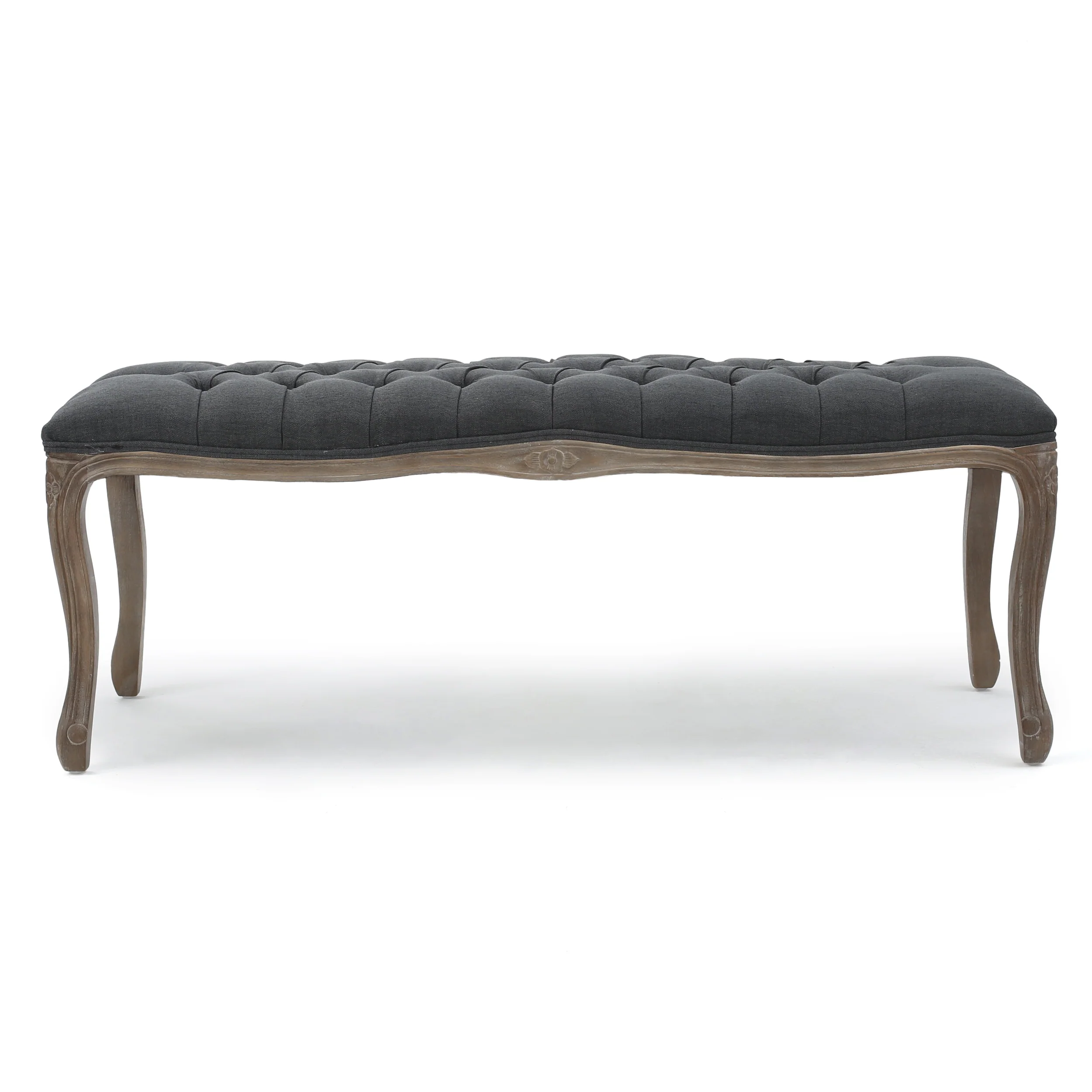 Tassette Traditional Button Tufted Fabric Bench - furnishings