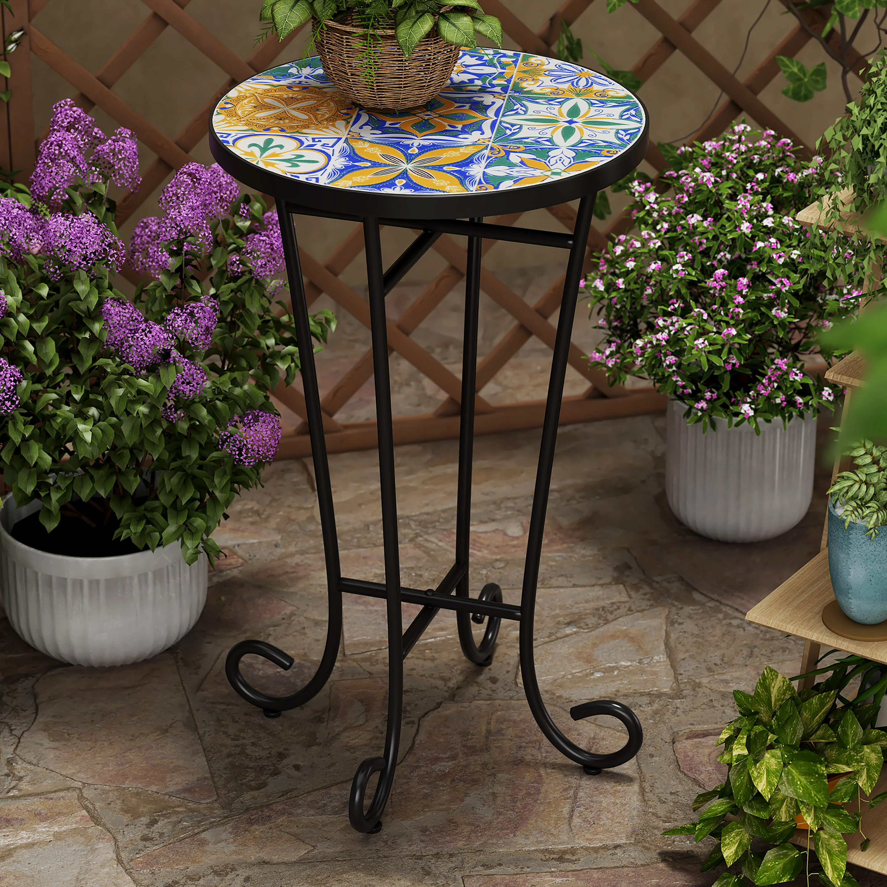 Cassian Outdoor Patio Round Side Table - furnishings