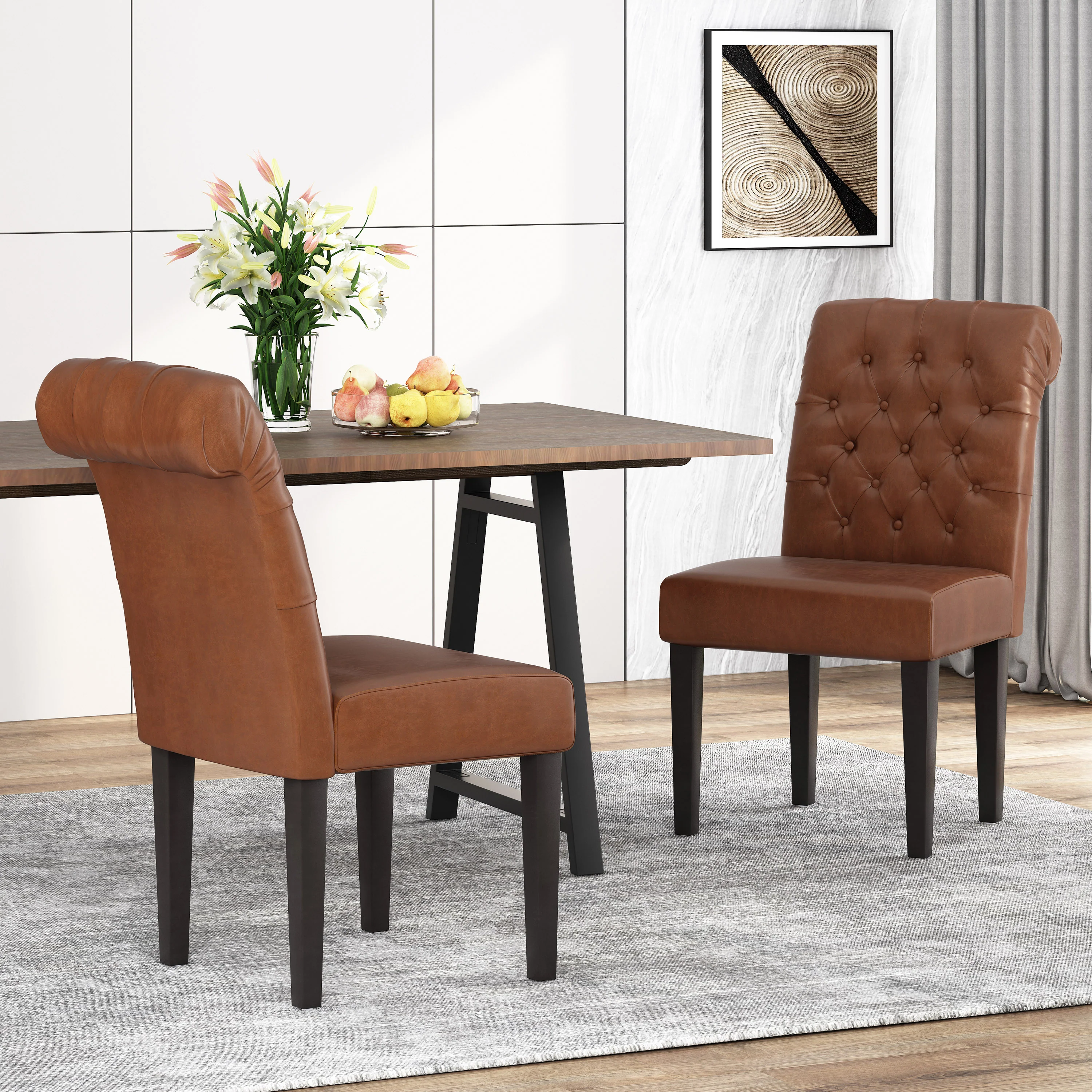Emerson Contemporary Tufted Rolltop Dining Chairs, Set of 2 - furnishings