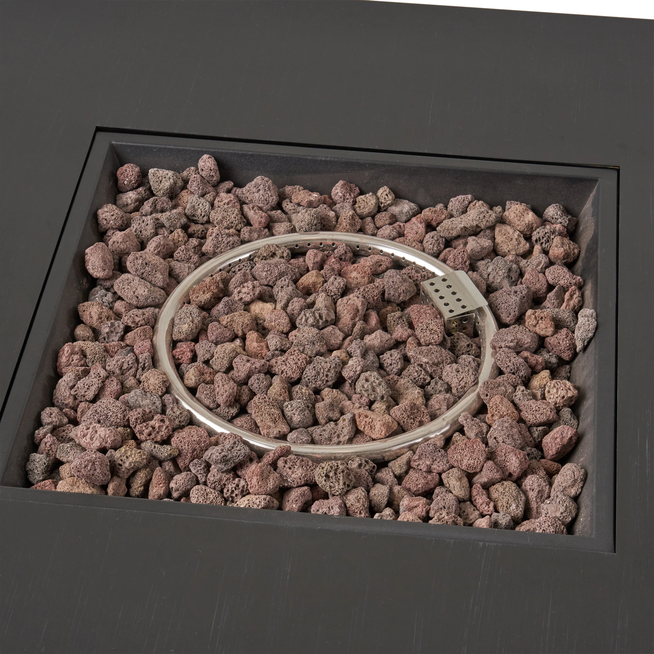 Jasmine Outdoor Dark Gray Finish Iron 40 Inch Square Fire Pit - 50,000 BTU - furnishings