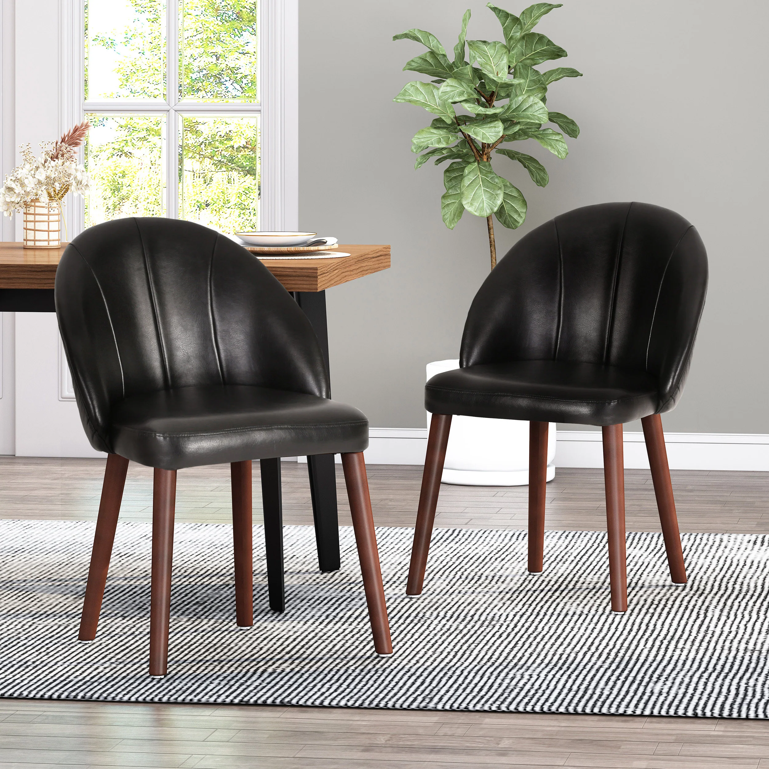 Lewiston Contemporary Channel Stitch Dining Chairs, Set of 2 - furnishings