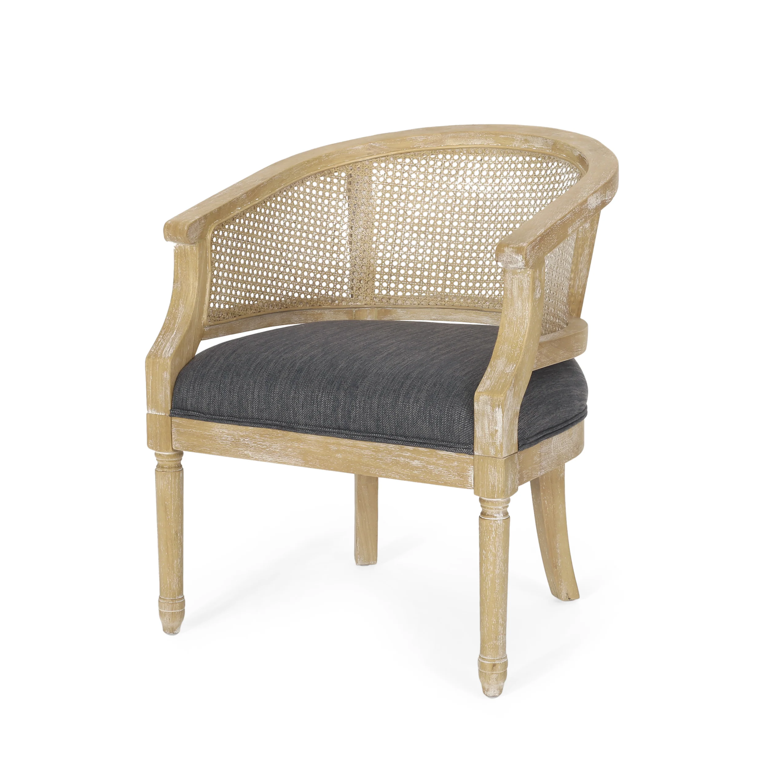 Velie French Country Wood and Cane Accent Chair - furnishings