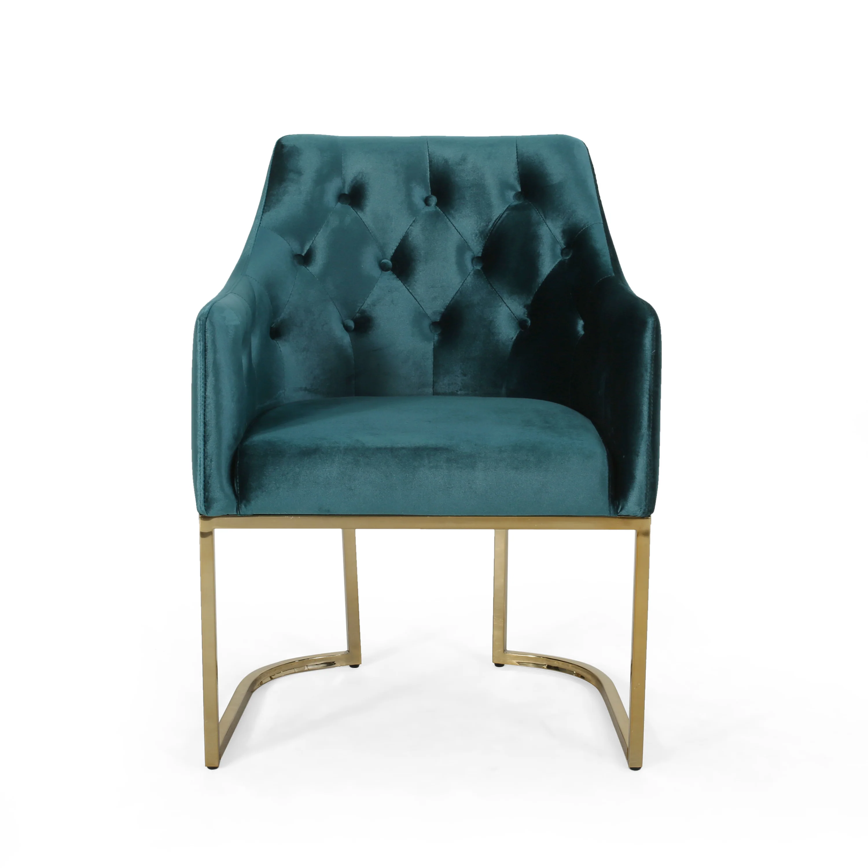 Fern Modern Tufted Glam Accent Chair with Velvet Cushions and U-Shaped Base - furnishings