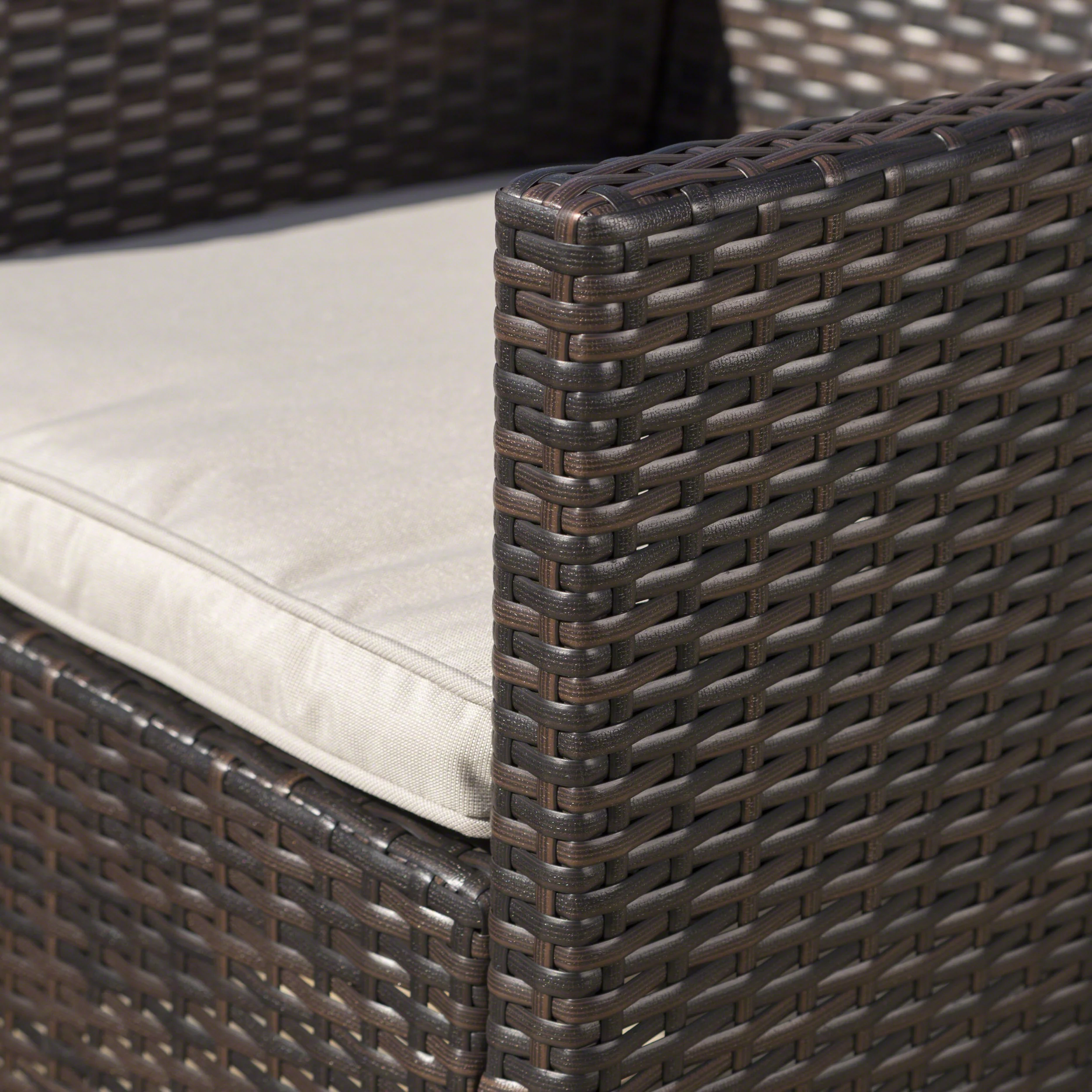 Crete Outdoor 7 Piece Wicker Oval Dining Set with Water Resistant Cushions - furnishings