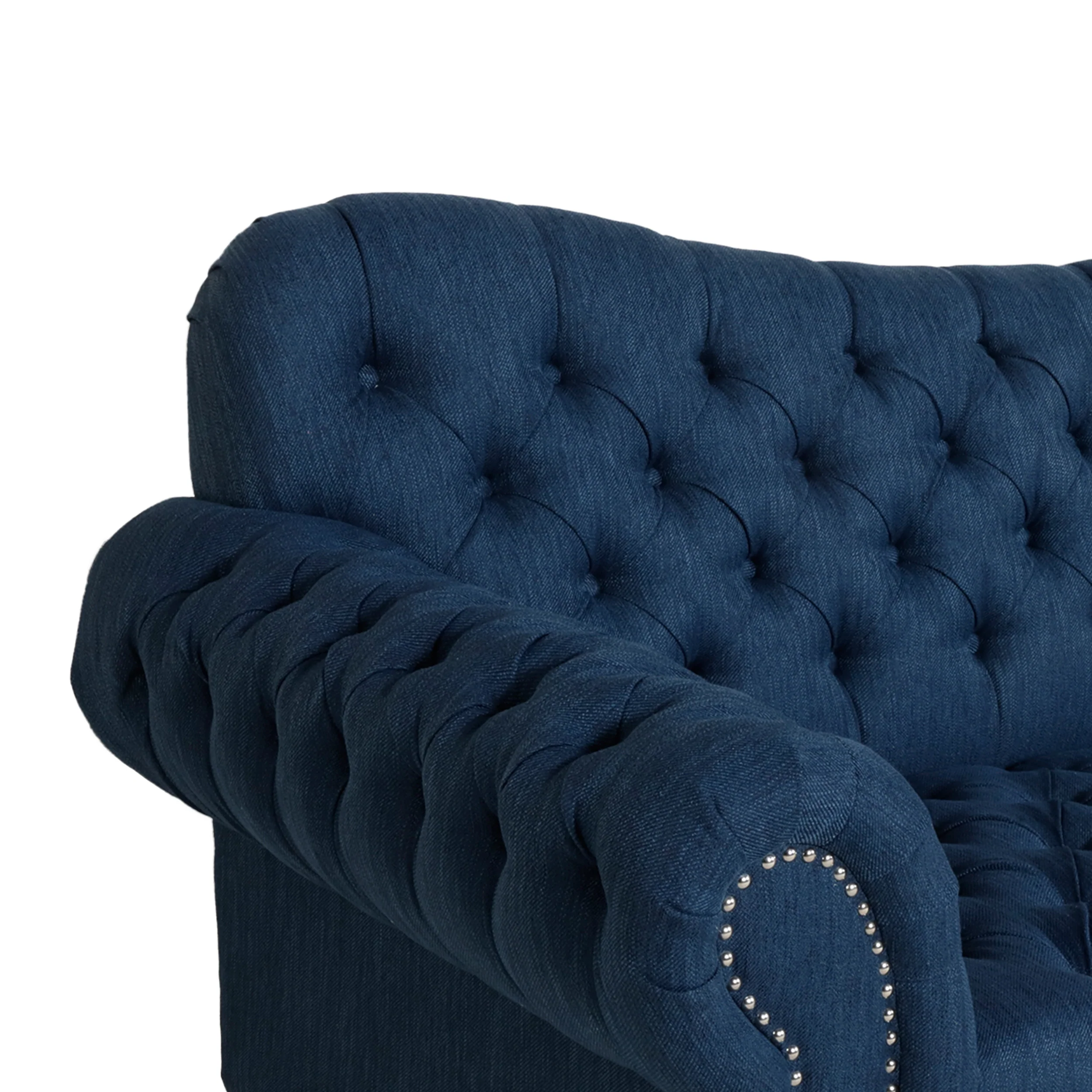 Emeric Chesterfield Button Tufted Fabric 3 Seater Sofa - furnishings