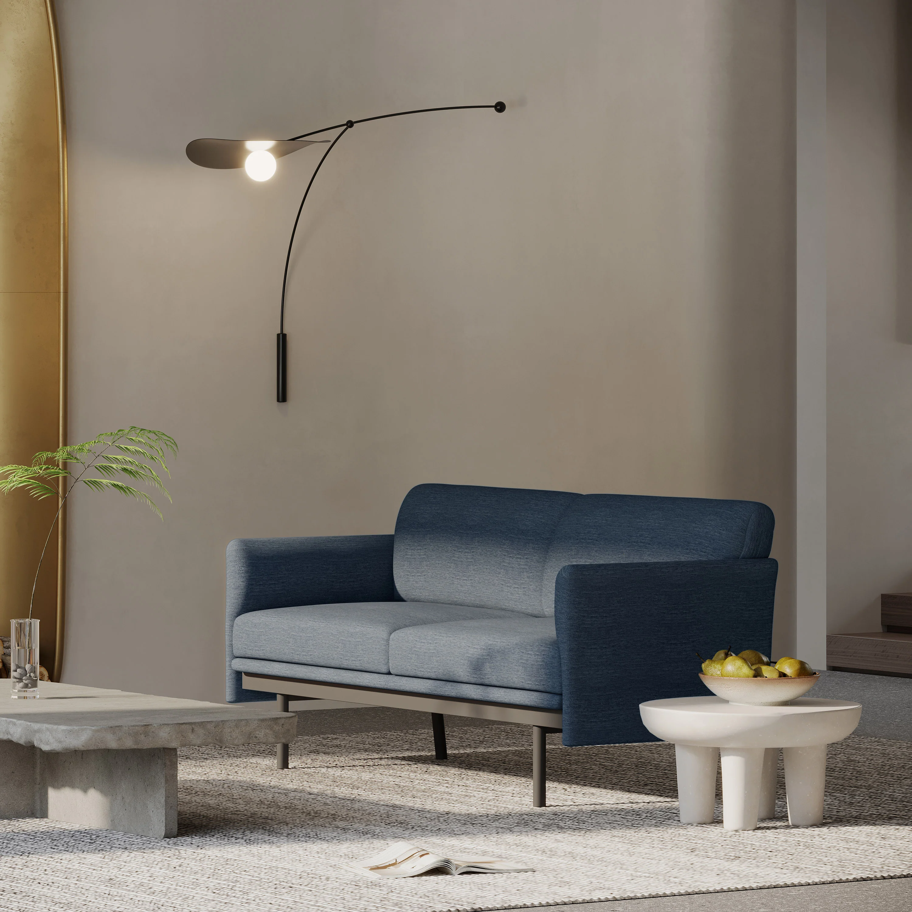 Mokena Contemporary Fabric Upholstered 3 Seater Sofa - furnishings