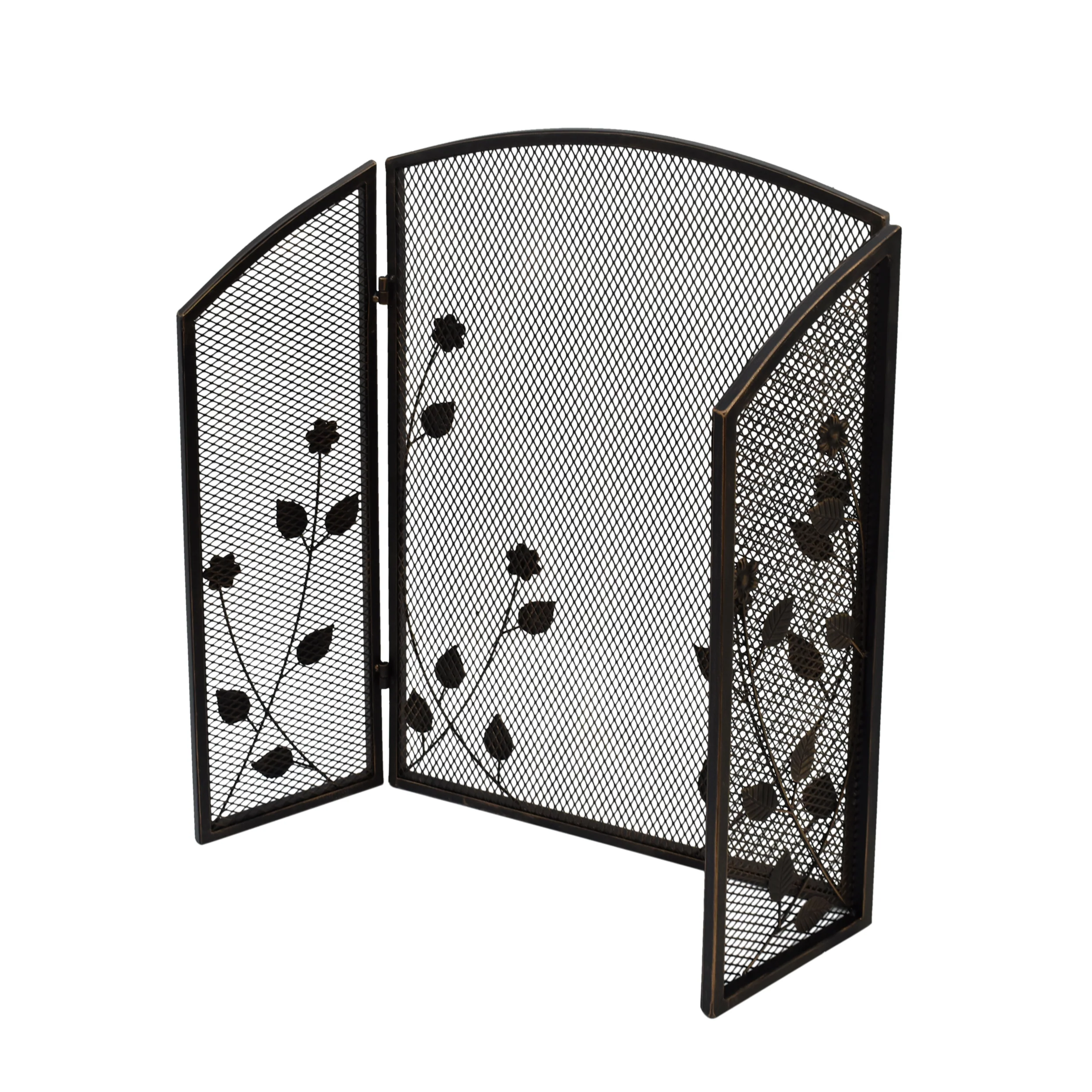Jenna Modern Iron Firescreen with Leaf Accents - furnishings
