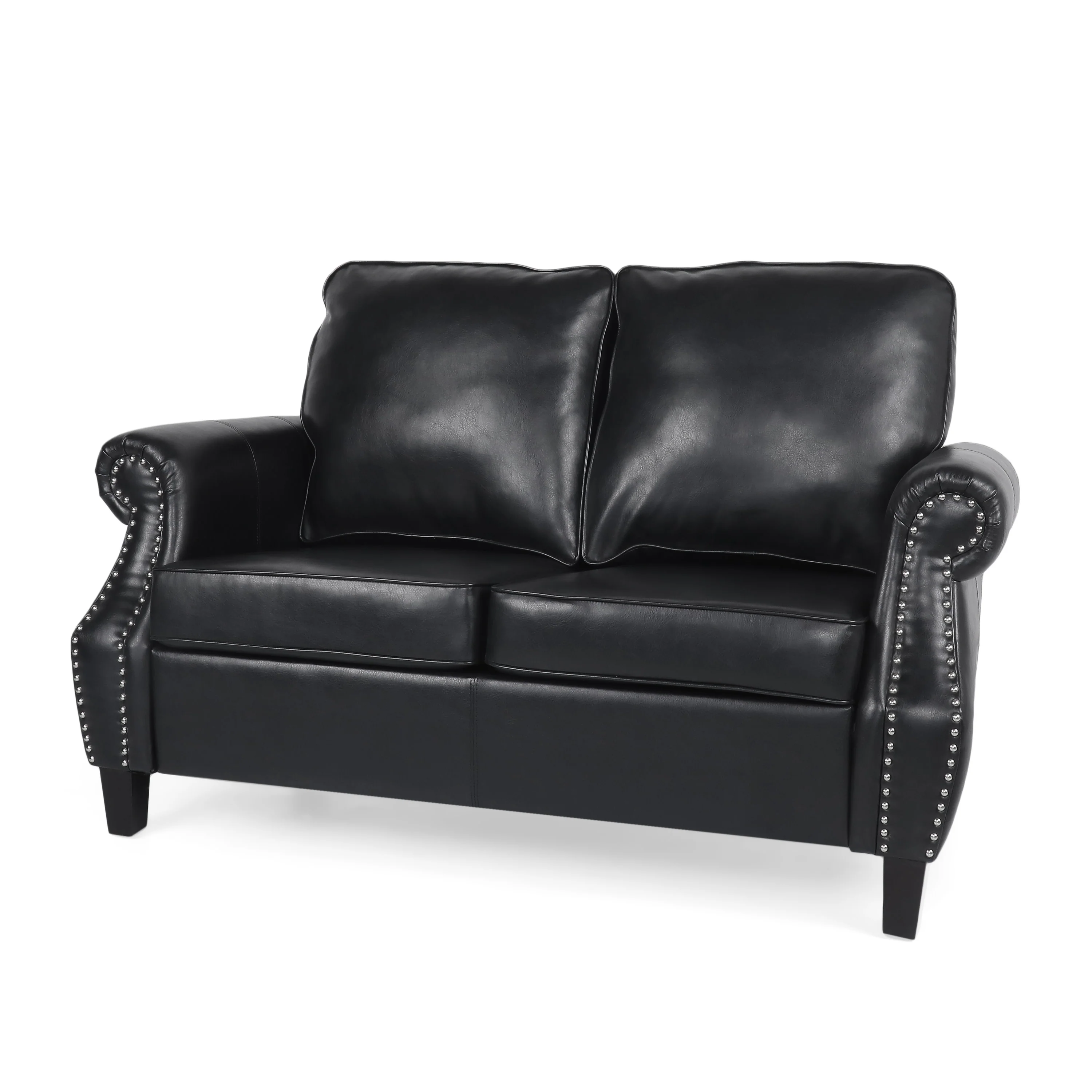 Pochelon Contemporary Faux Leather Loveseat with Nailhead Trim - furnishings