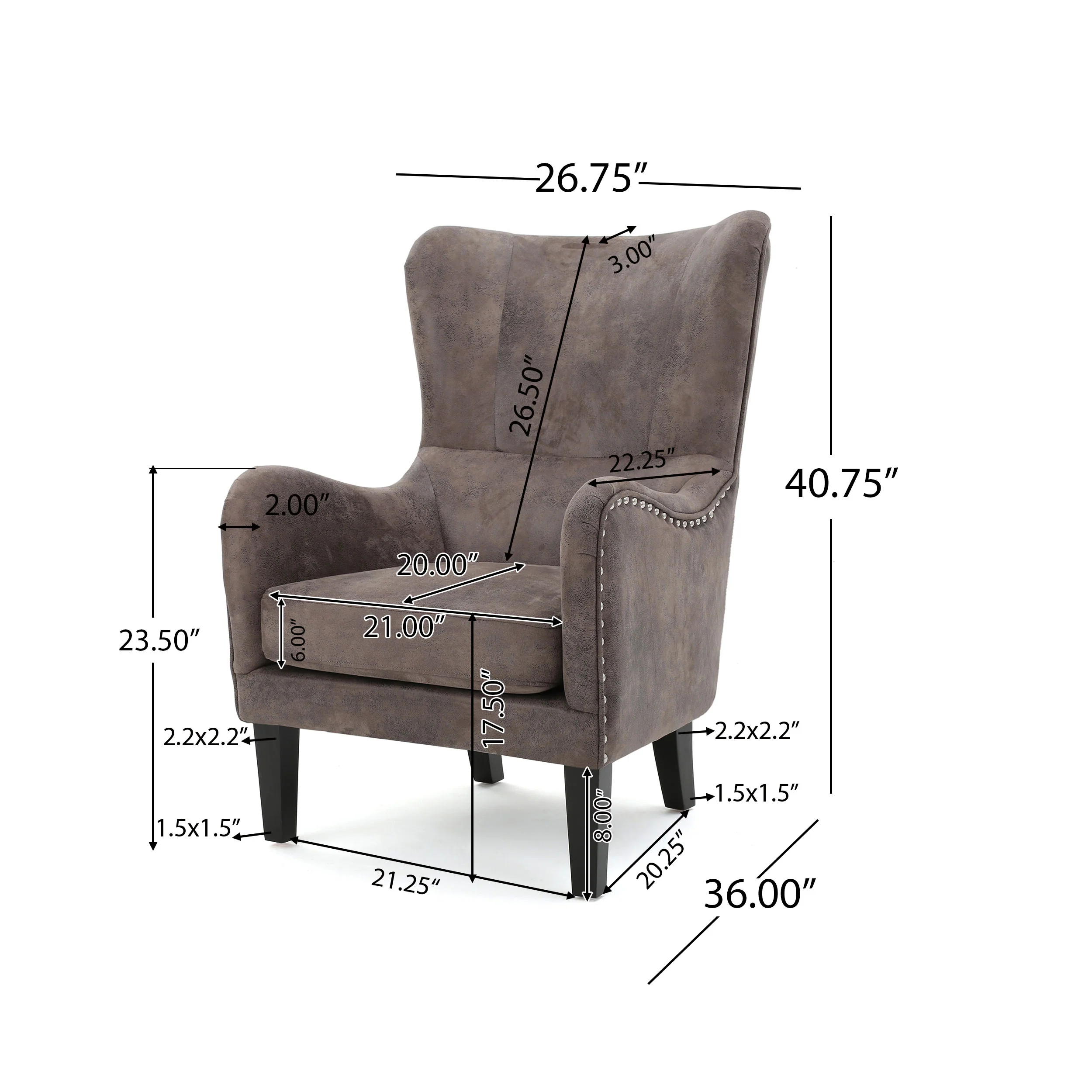Salerno Microfiber High Back Wingback Club Chair - furnishings