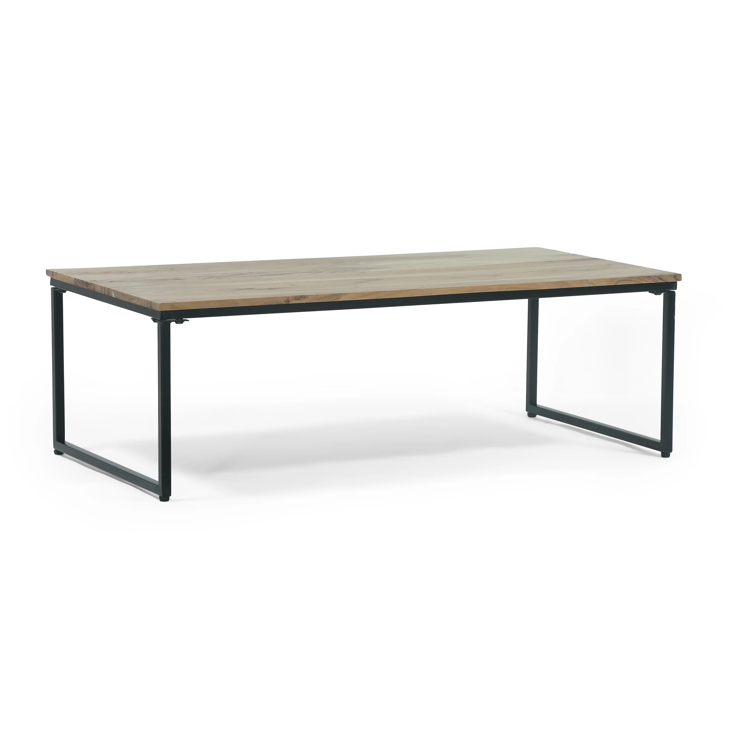 Froid Modern Industrial Handcrafted Acacia Wood Coffee Table, Natural and Black - furnishings