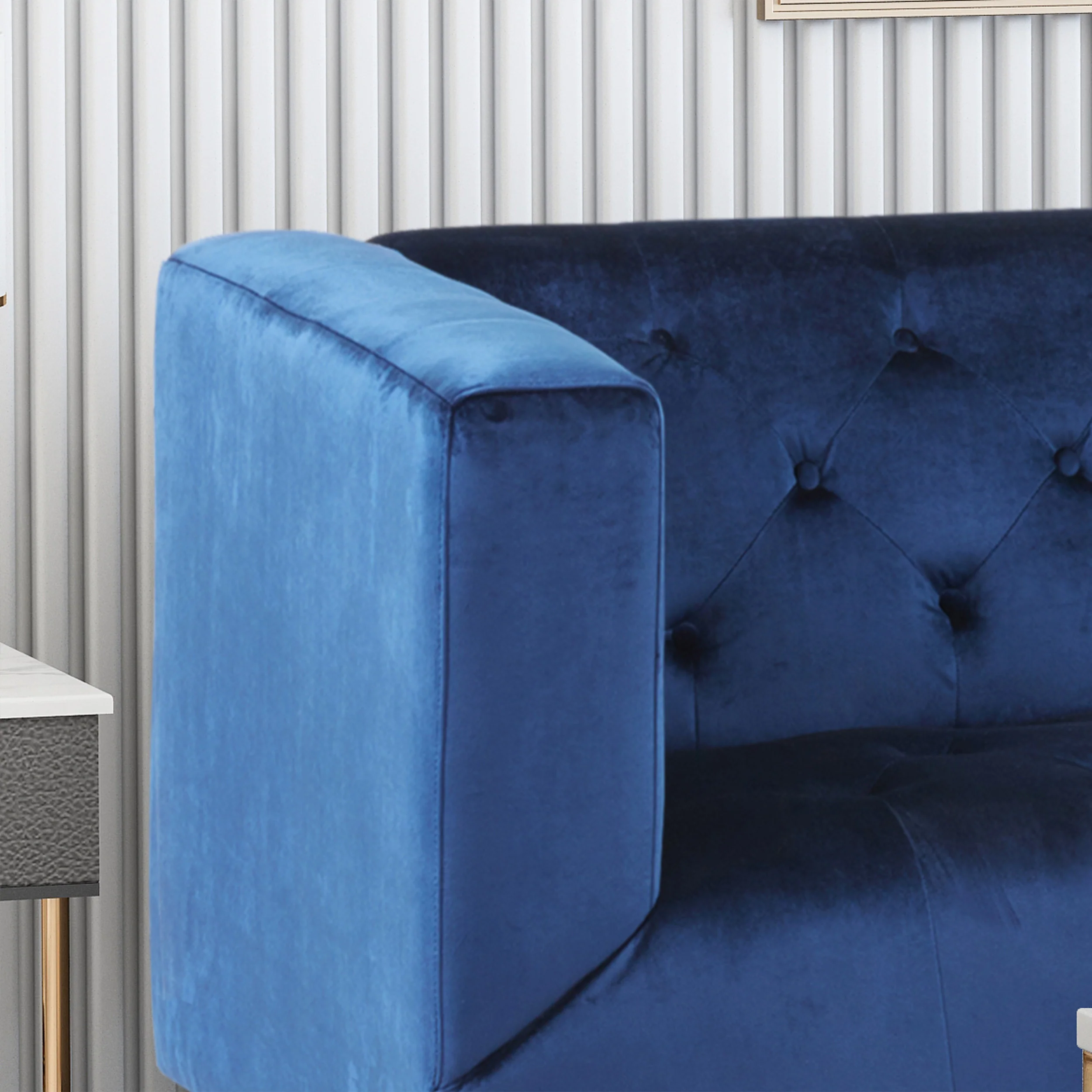 Alura Velvet Upholstered Tufted 3 Seater Sofa - furnishings