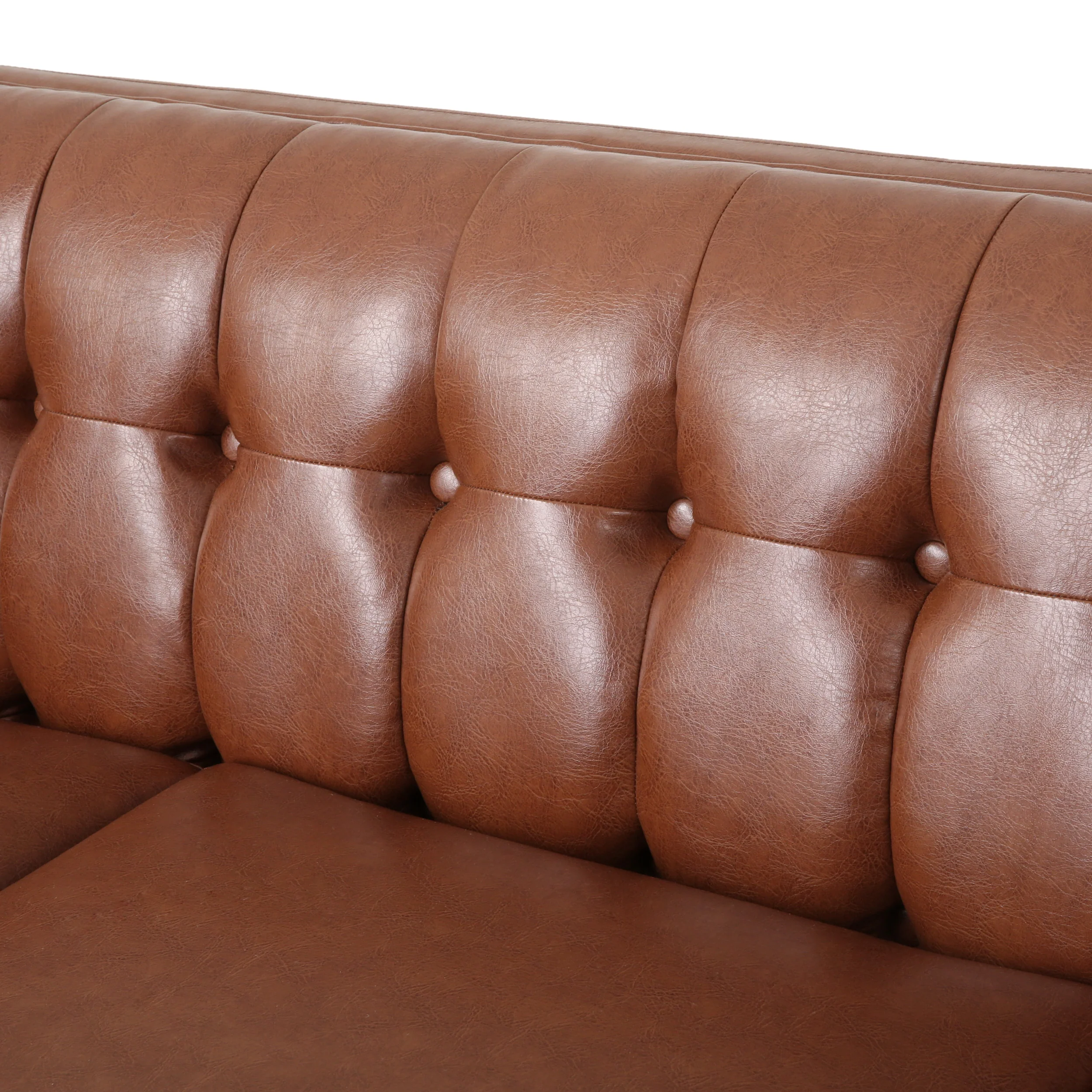 Silkie Contemporary Faux Leather Tufted 3 Seater Sofa - furnishings