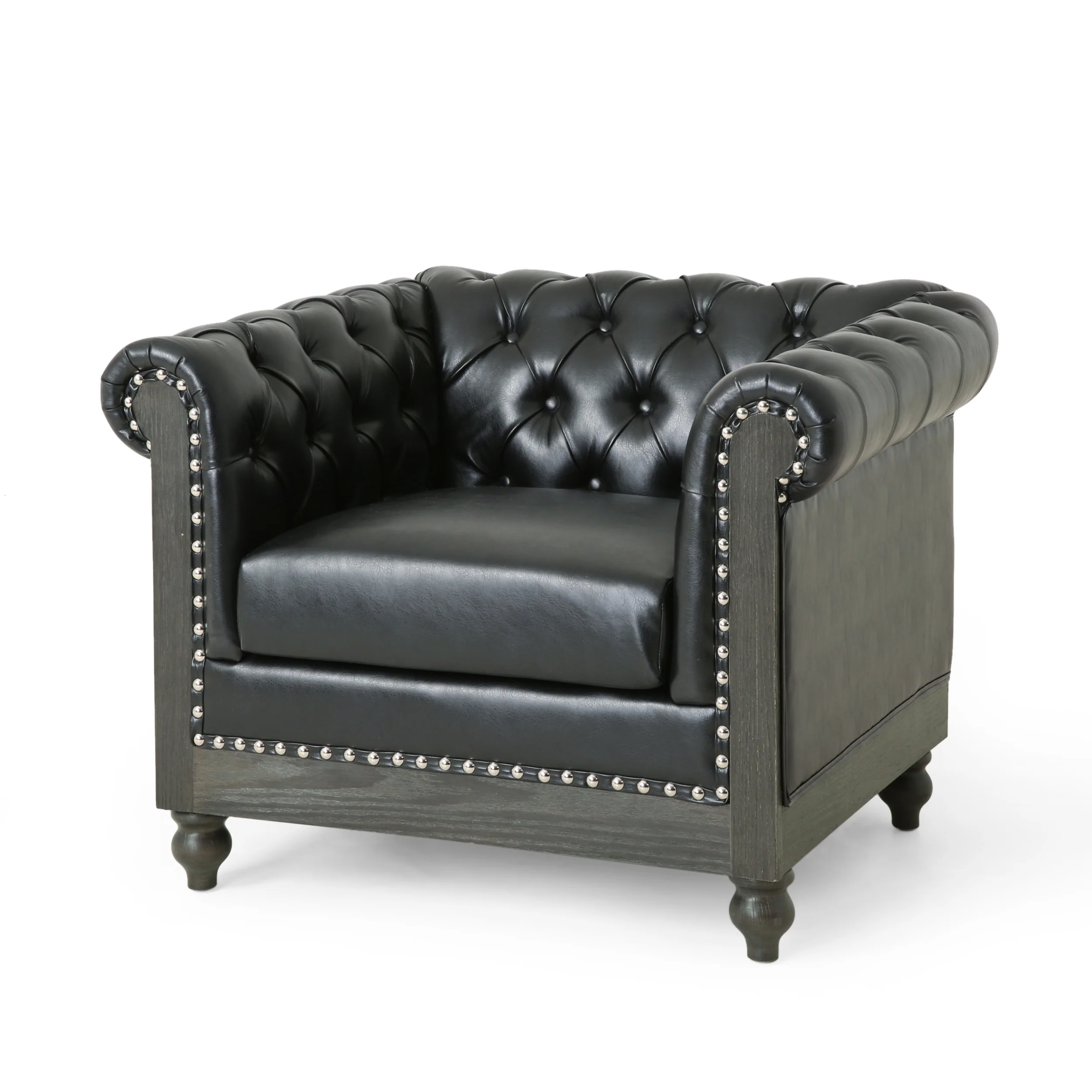 Batavia Chesterfield Tufted Club Chair with Nailhead Trim - furnishings