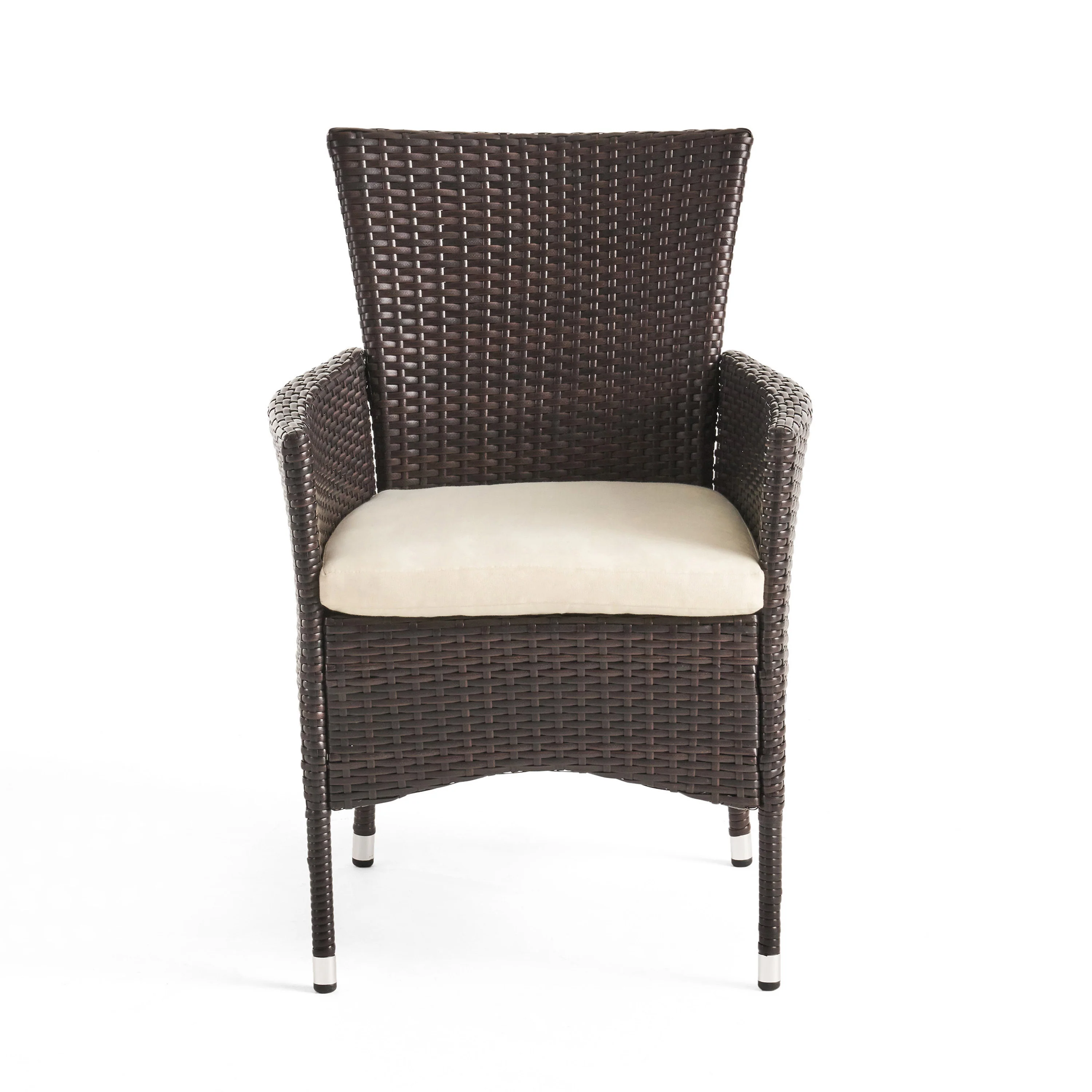 James Outdoor 5 Piece Acacia Wood/ Wicker Dining Set with Cushions, Teak Finish and Multibrown with Beige - furnishings