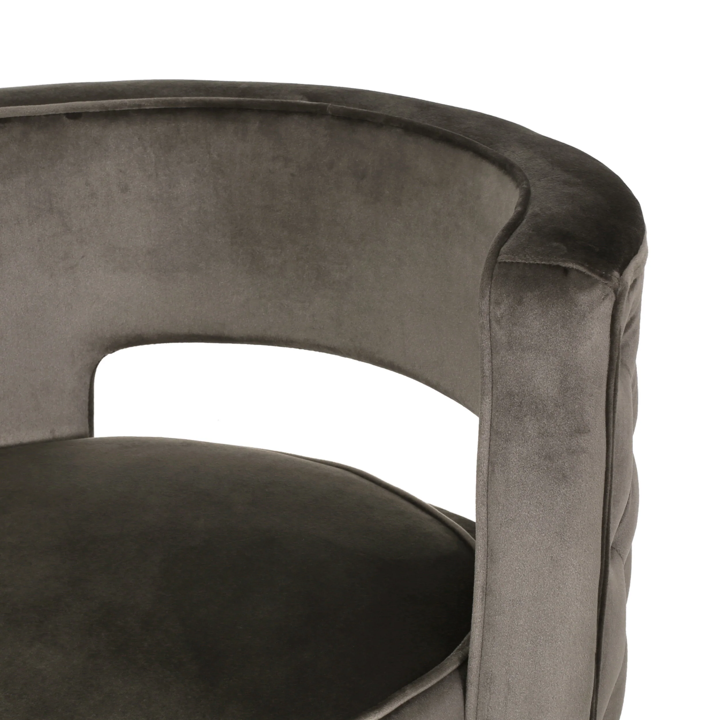 Freas Modern Glam Round Open Back Velvet Swivel Club Chair - furnishings