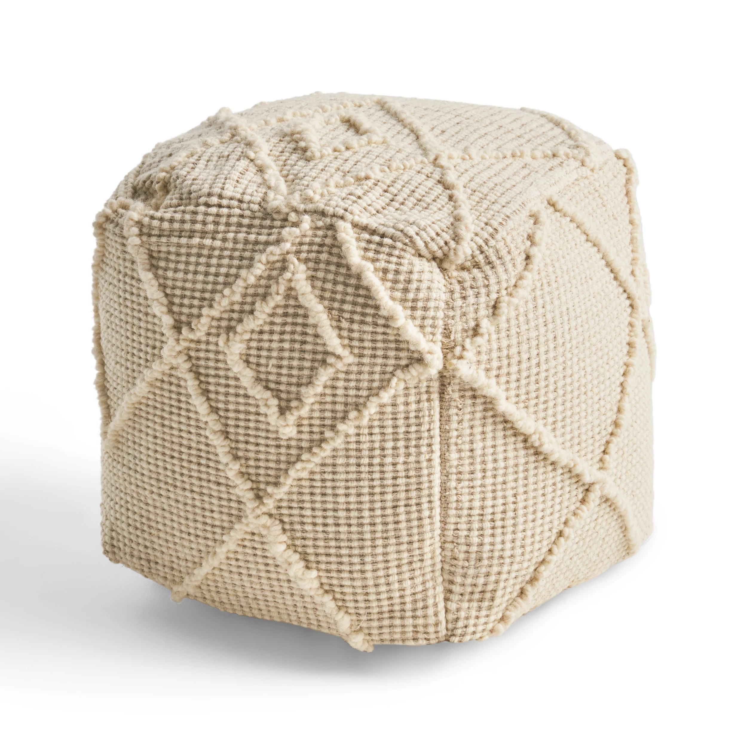 Cristina Boho Wool and Cotton Ottoman Pouf - furnishings