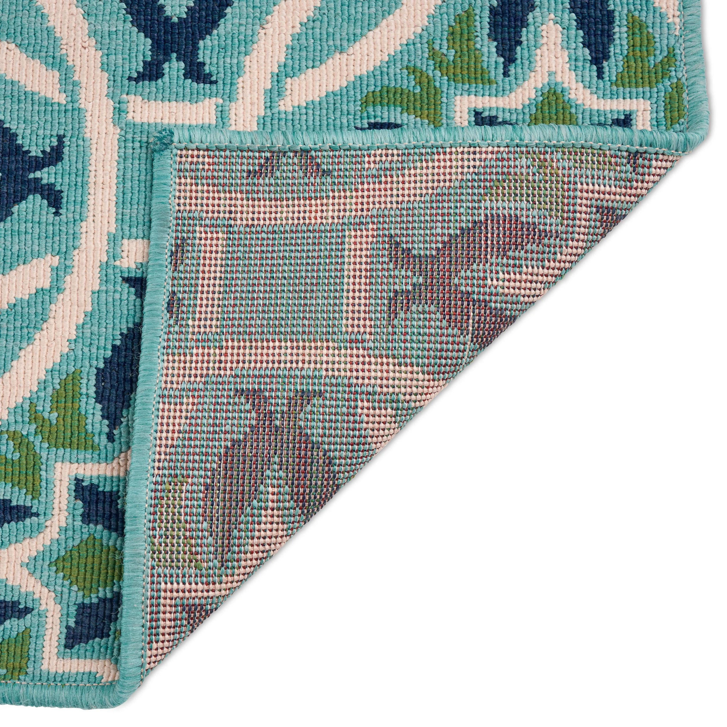 Foxwood Indoor/Outdoor Geometric Area Rug, Blue and Green - furnishings
