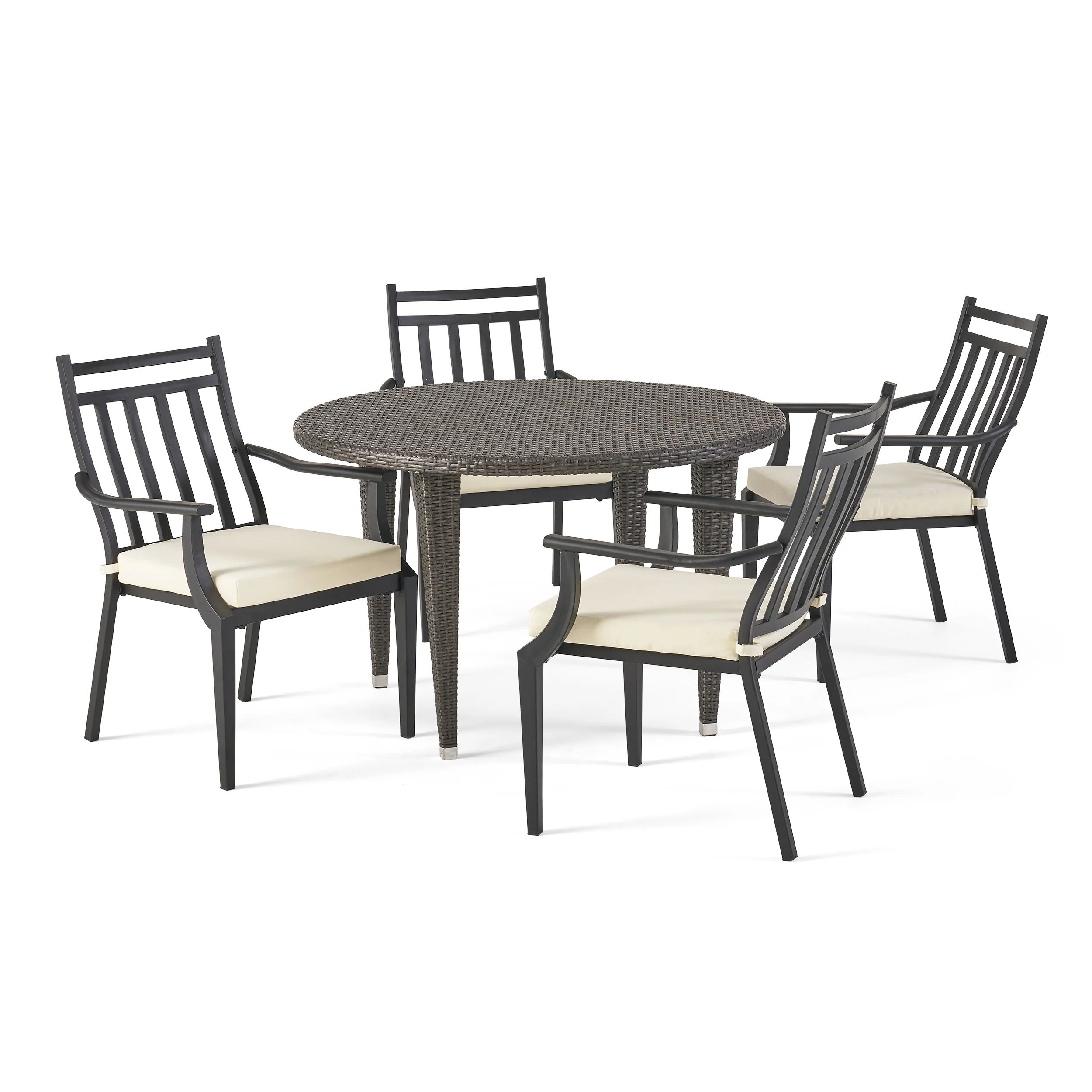 Olive Outdoor 5 Piece Dining Set with Wicker Table - furnishings