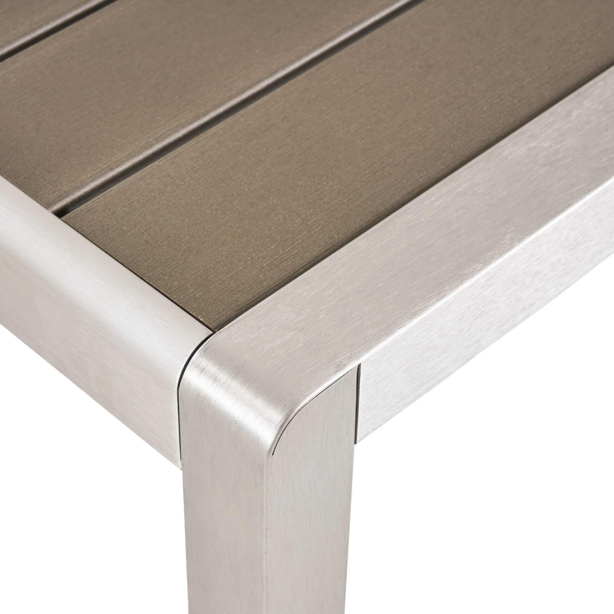 Cherie Outdoor Modern 4 Seater Aluminum Dining Set with Faux Wood Table Top - furnishings