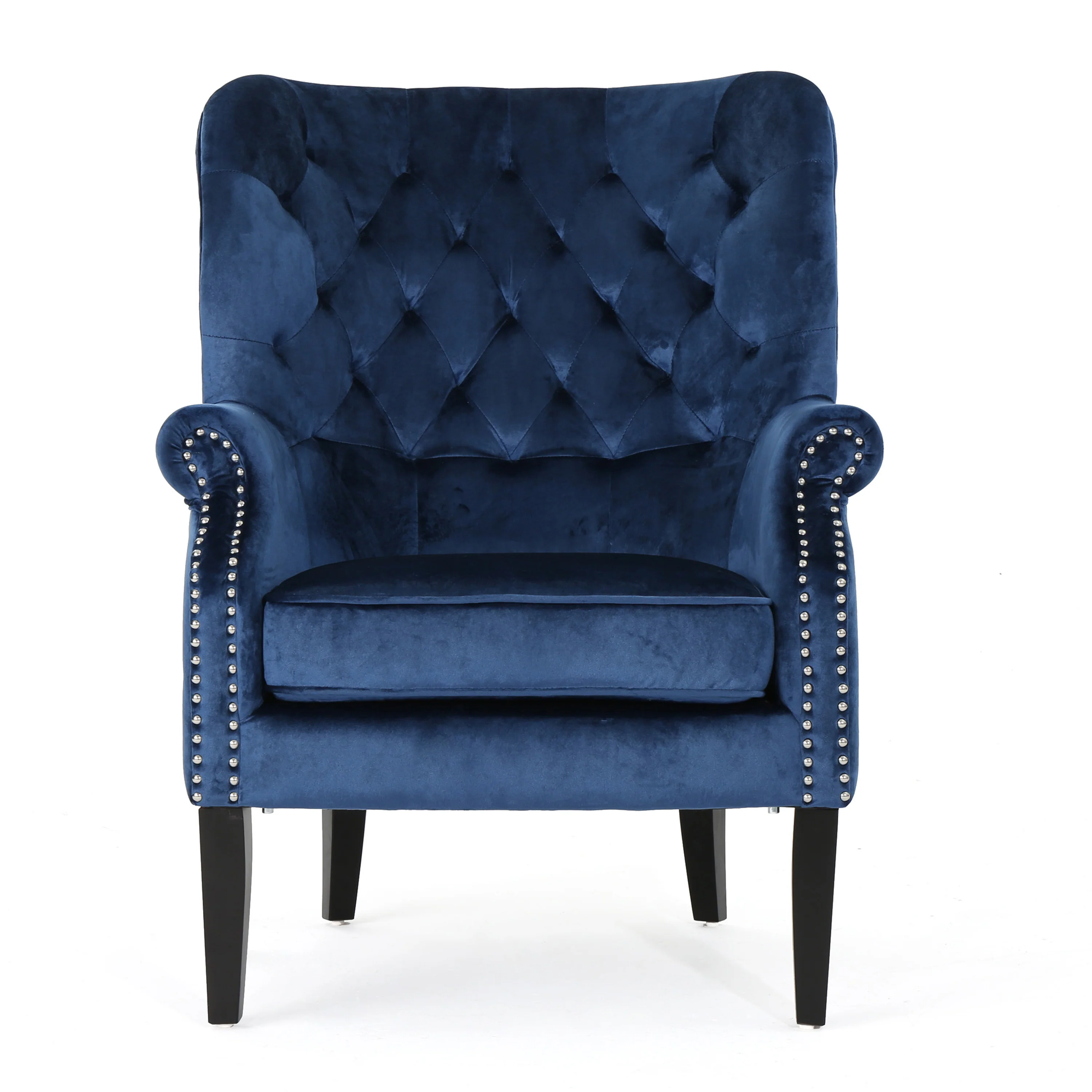 Tomlin Modern Glam Velvet Club Chair with Nailhead Trim - furnishings