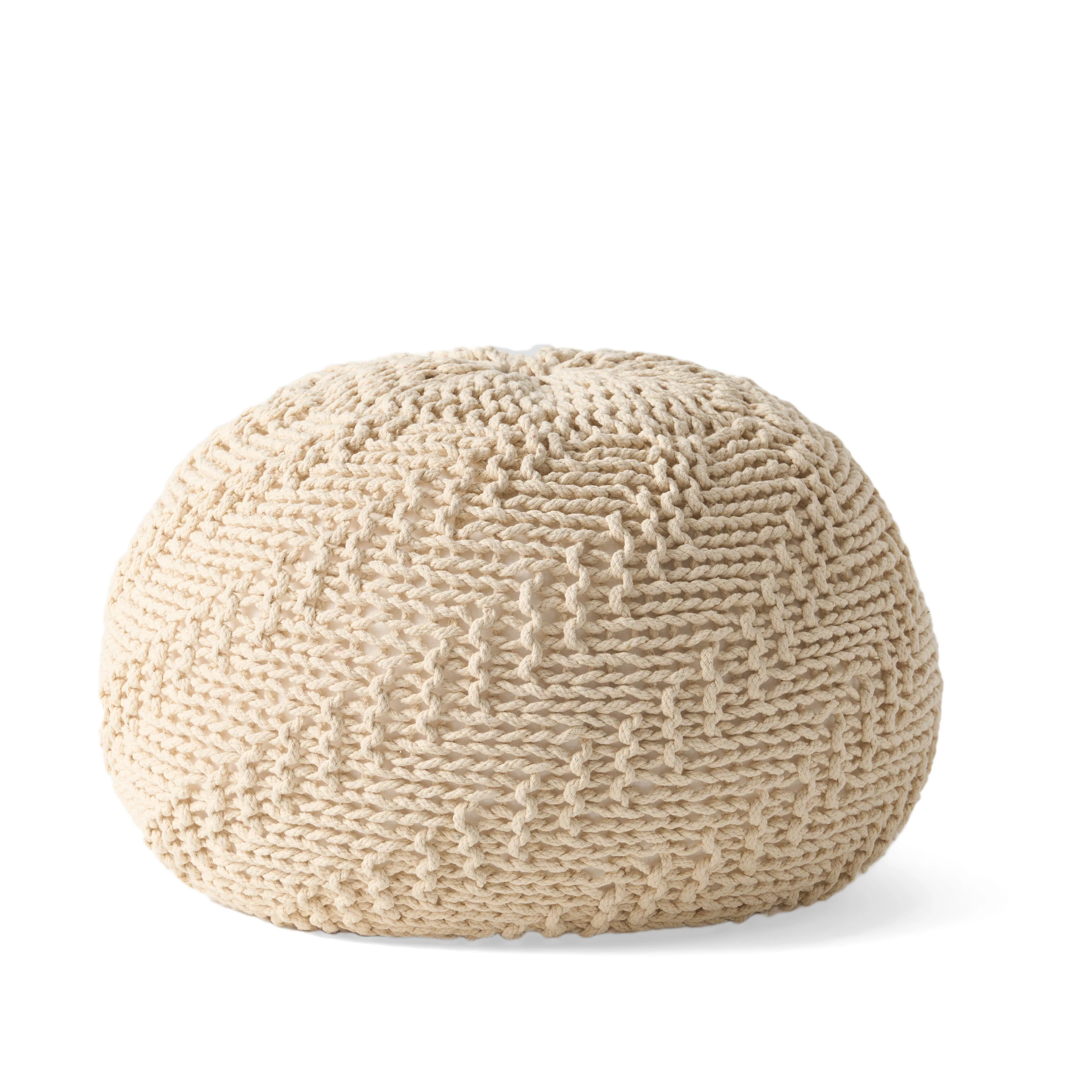 Flovilla Modern Knitted Round Pouf - furnishings