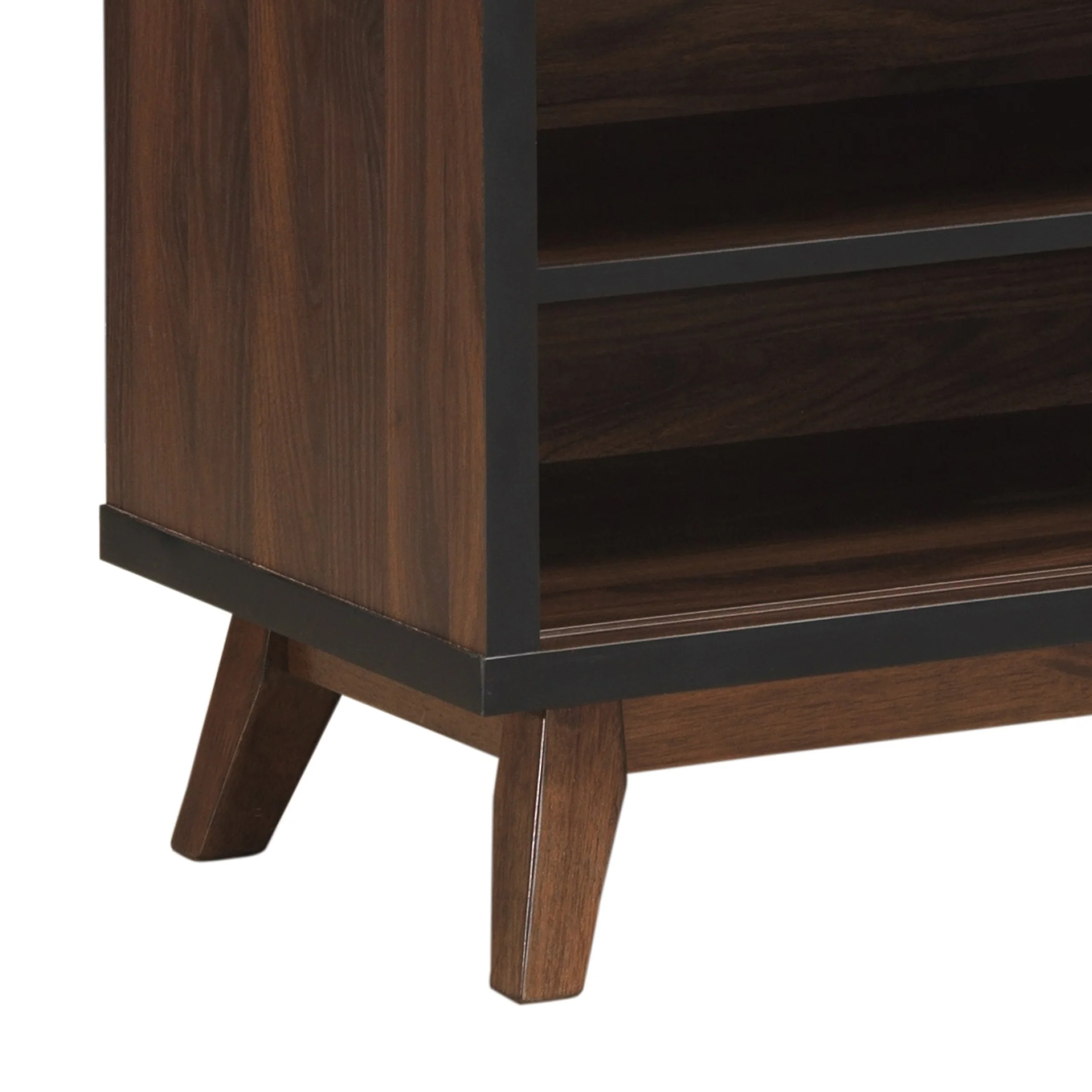 Rowell Modern Industrial Wooden 6 Bottle Wine Cabinet, Walnut, Black, and Dark Brown - furnishings