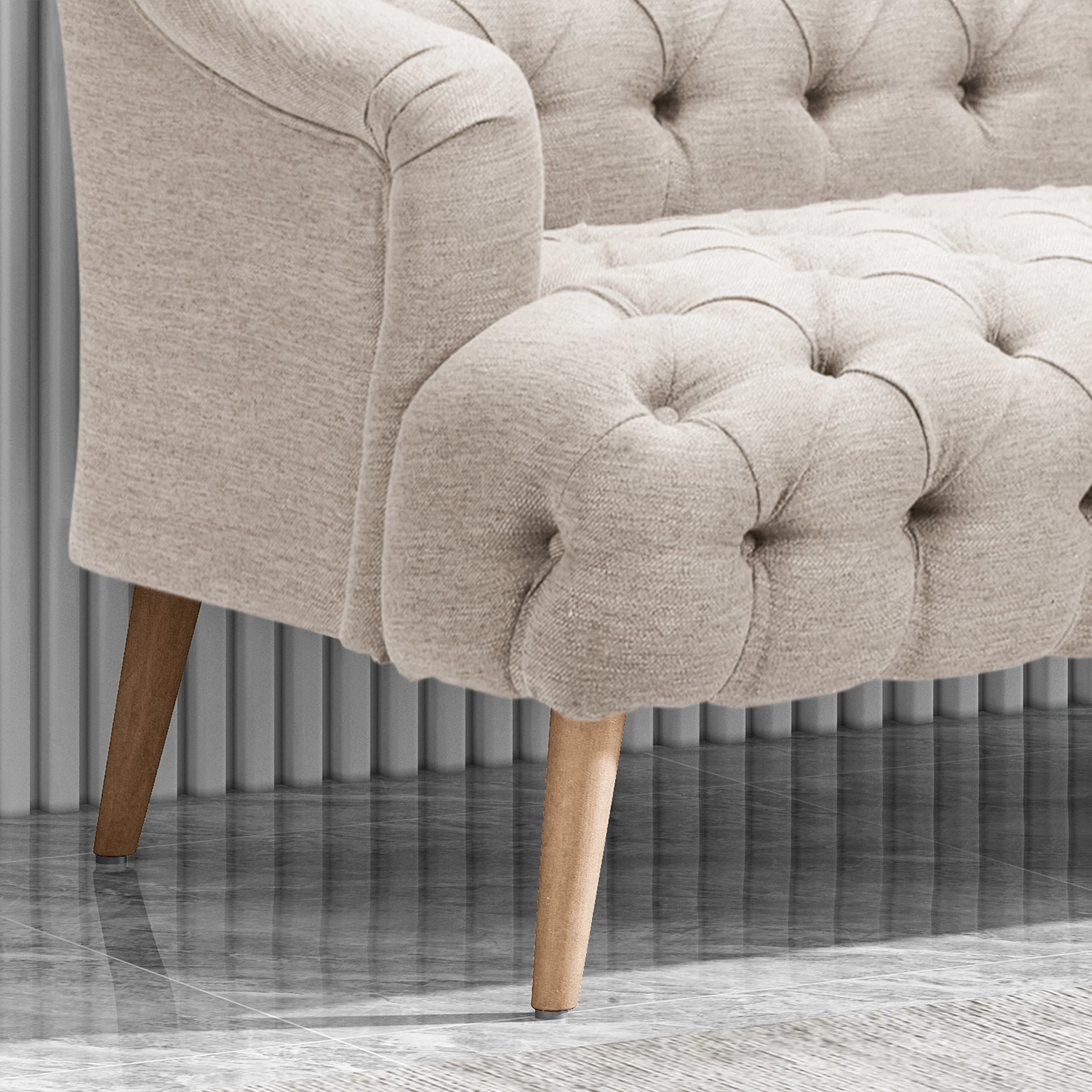 Kayleigh Contemporary Tufted Fabric 3 Seater Sofa - furnishings