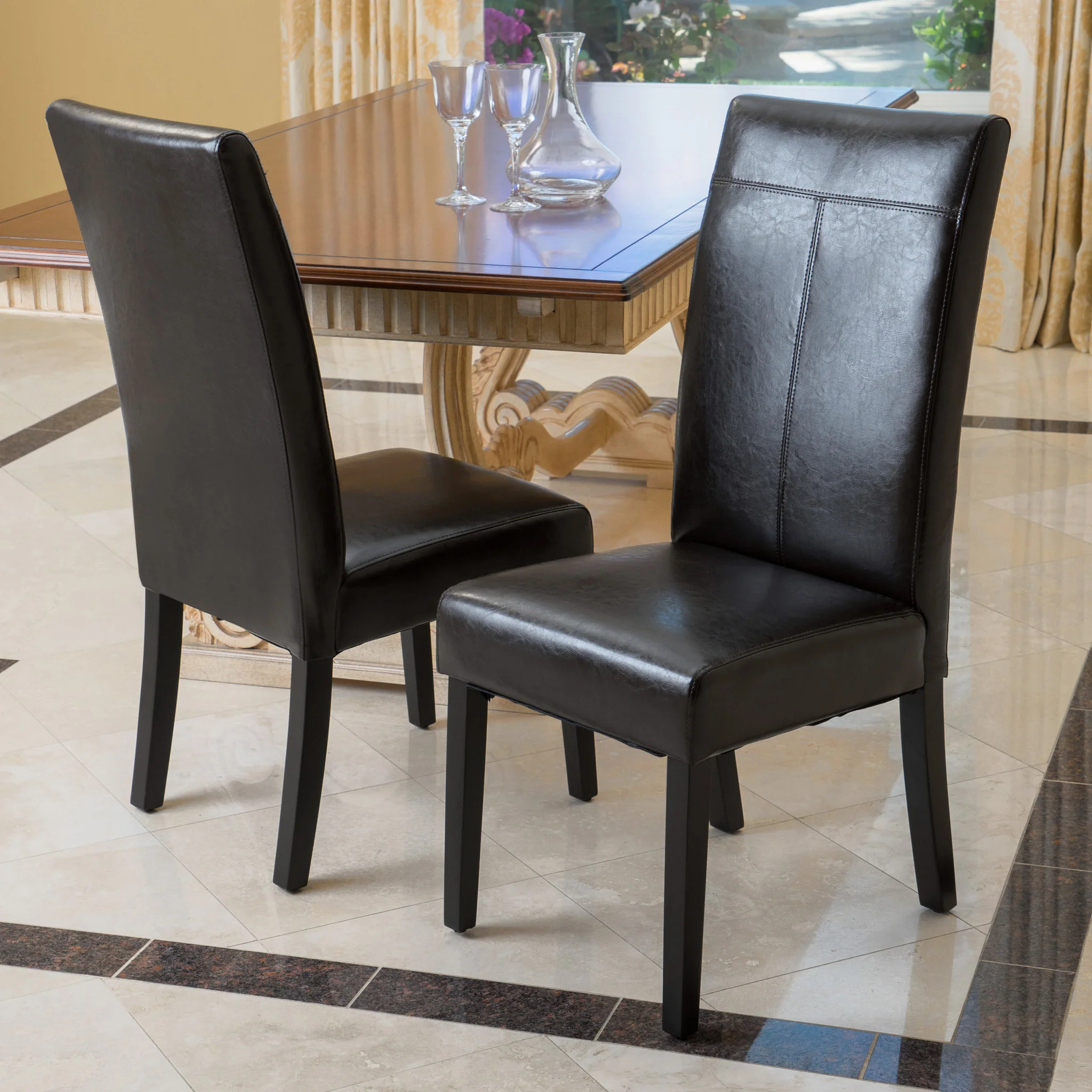 Percival T-Stitch Bonded Leather Dining Chairs (Set of 2) - furnishings