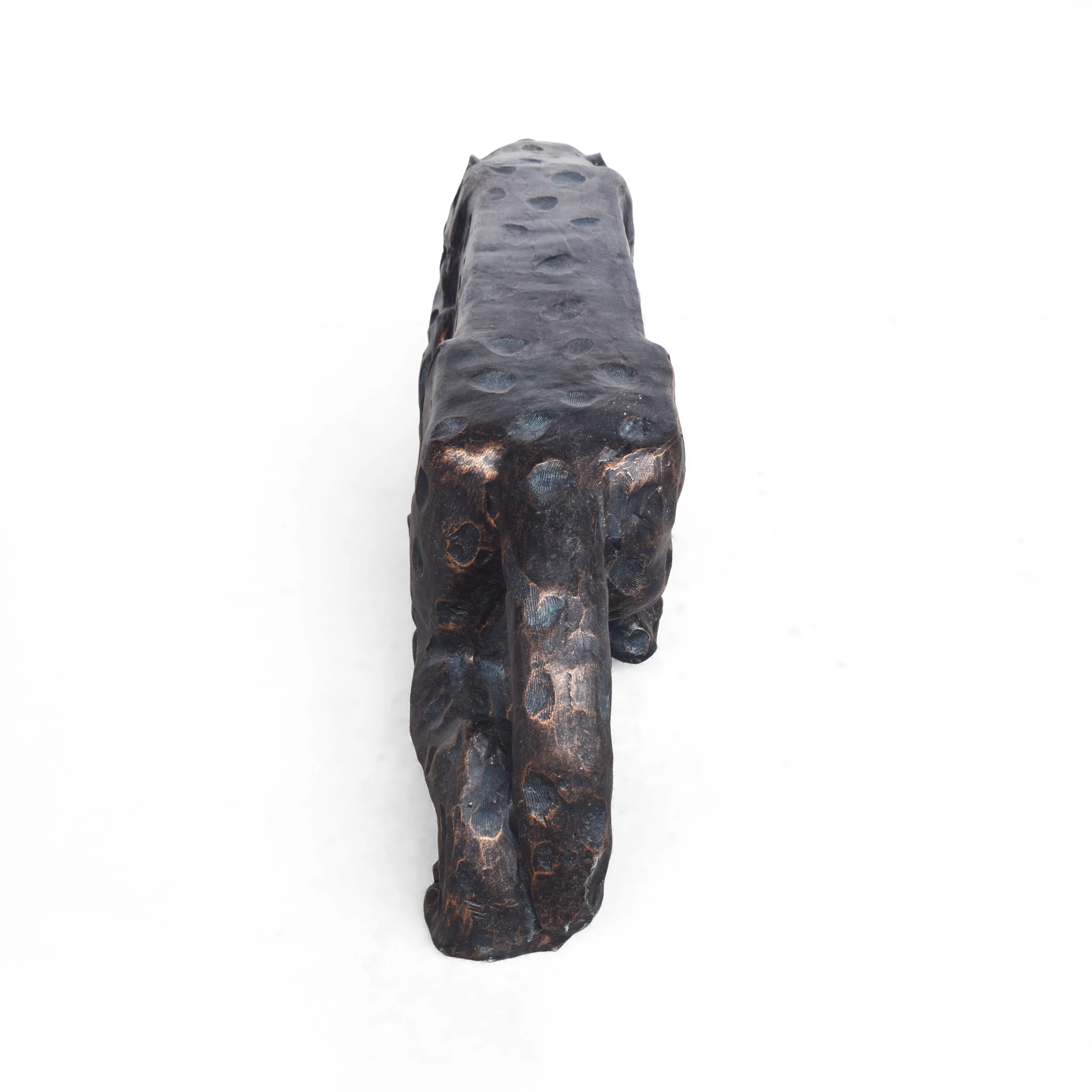 Emersyn Outdoor Leopard Shaped Concrete Bench, Antique Copper Finish - furnishings