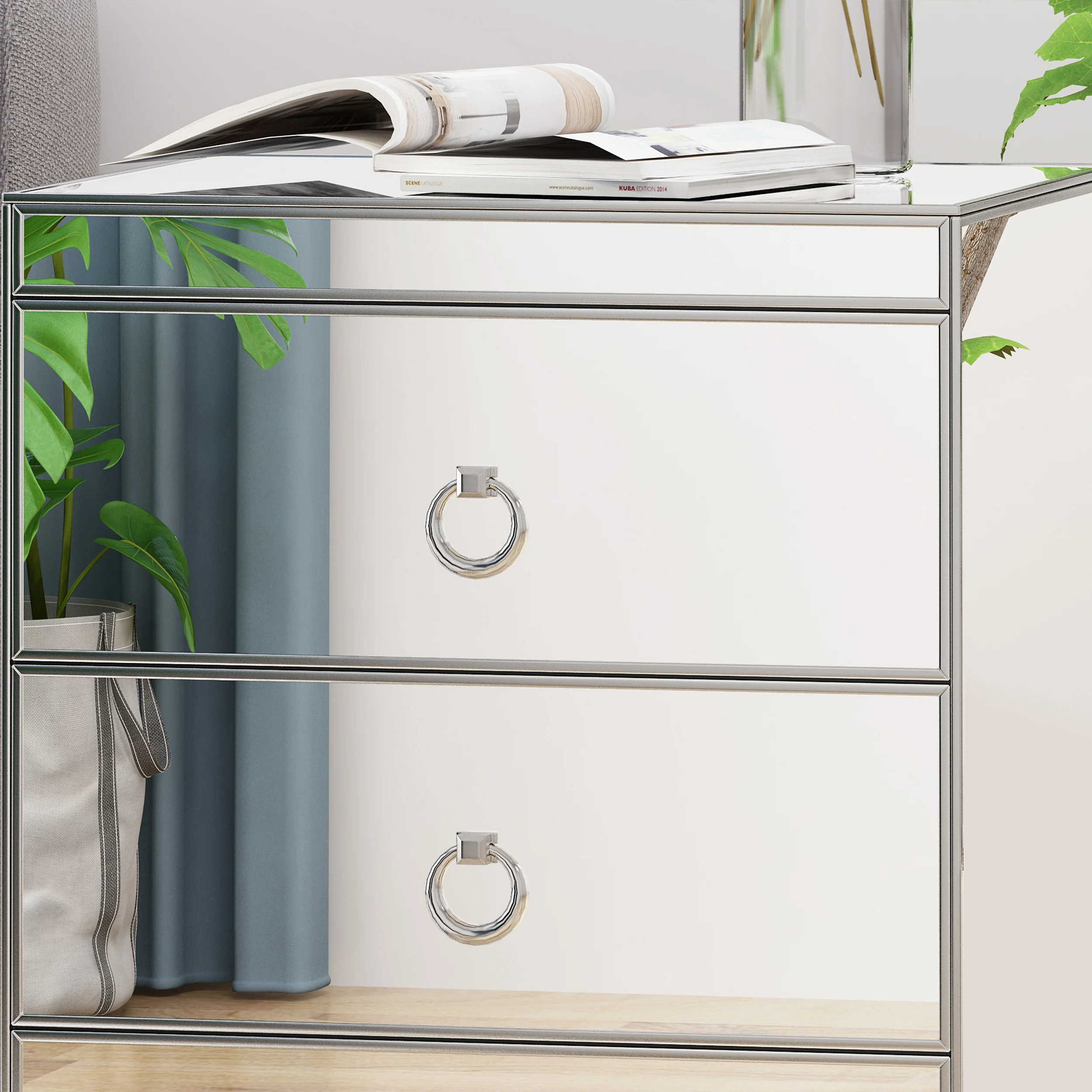 Hedy Modern Mirrored 3 Drawer Cabinet - furnishings
