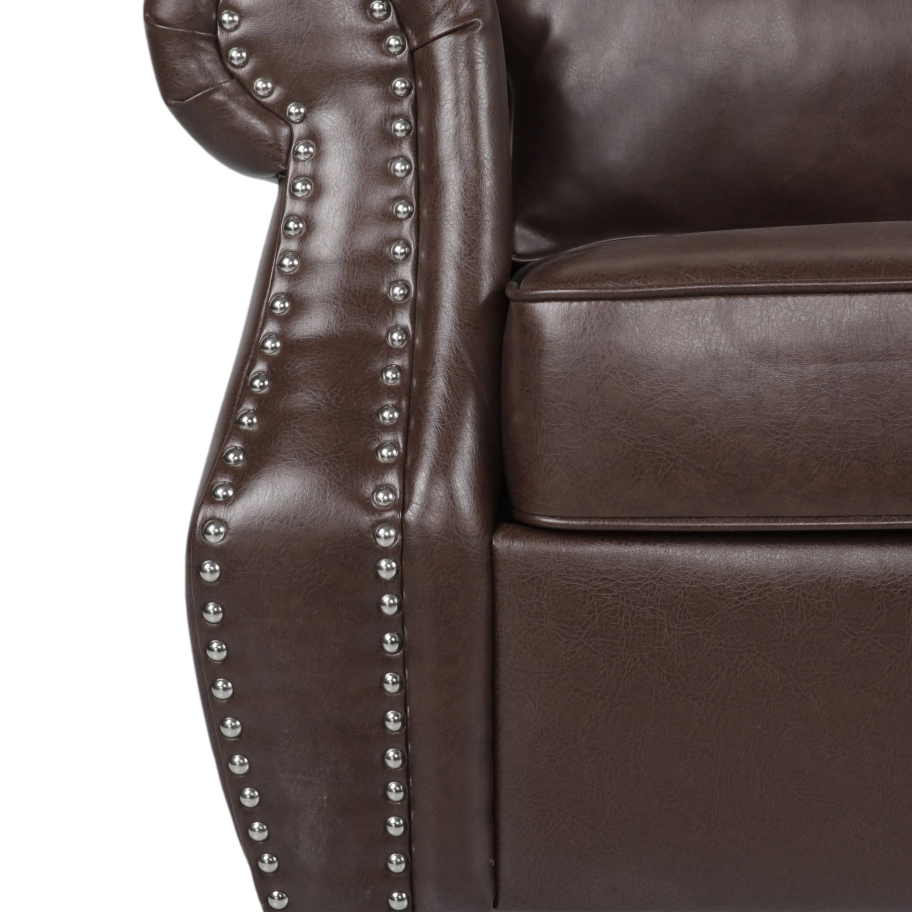 Pochelon Contemporary Faux Leather Loveseat with Nailhead Trim - furnishings