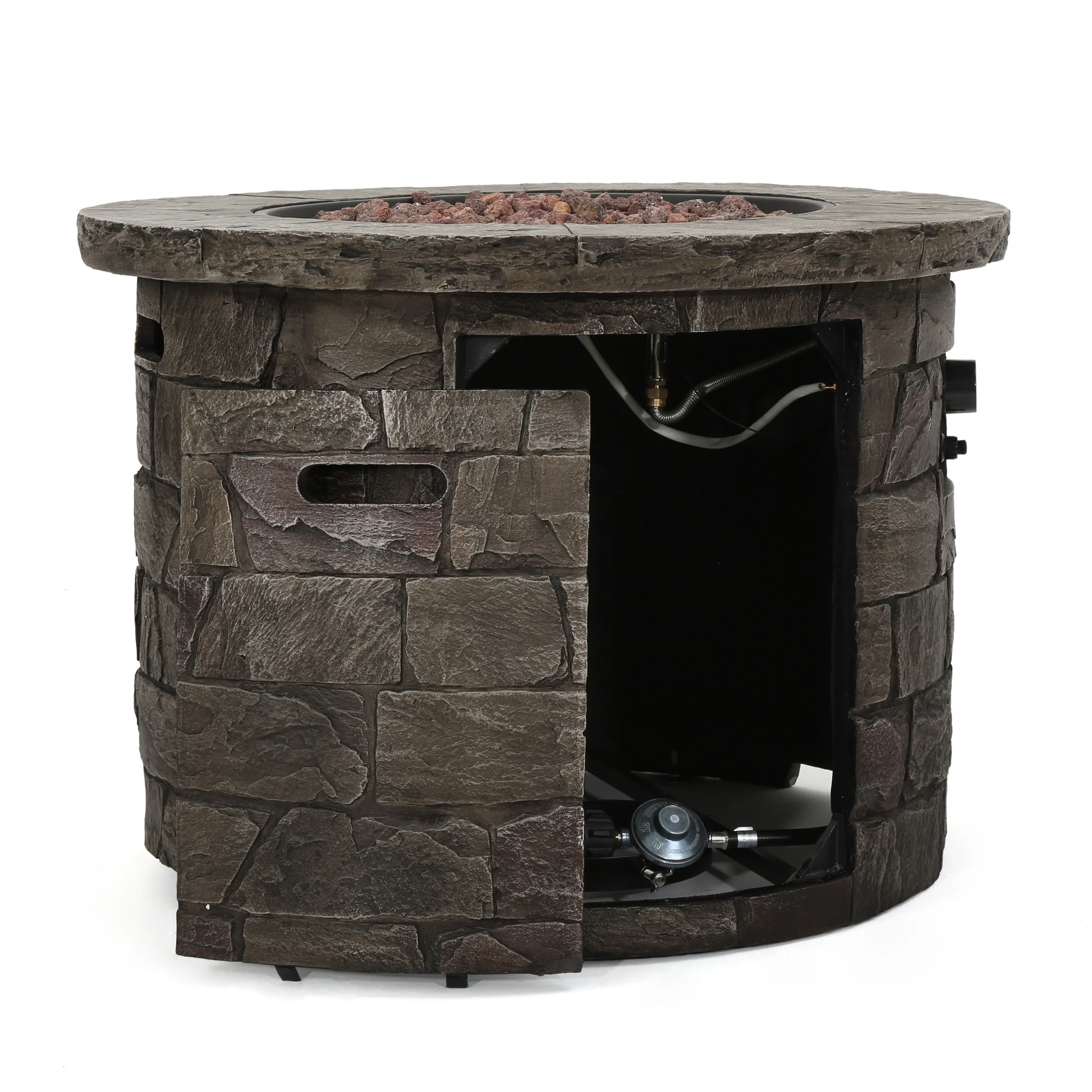 Arlana Outdoor 40,000 BTU Lightweight Concrete Circular Fire Pit - furnishings