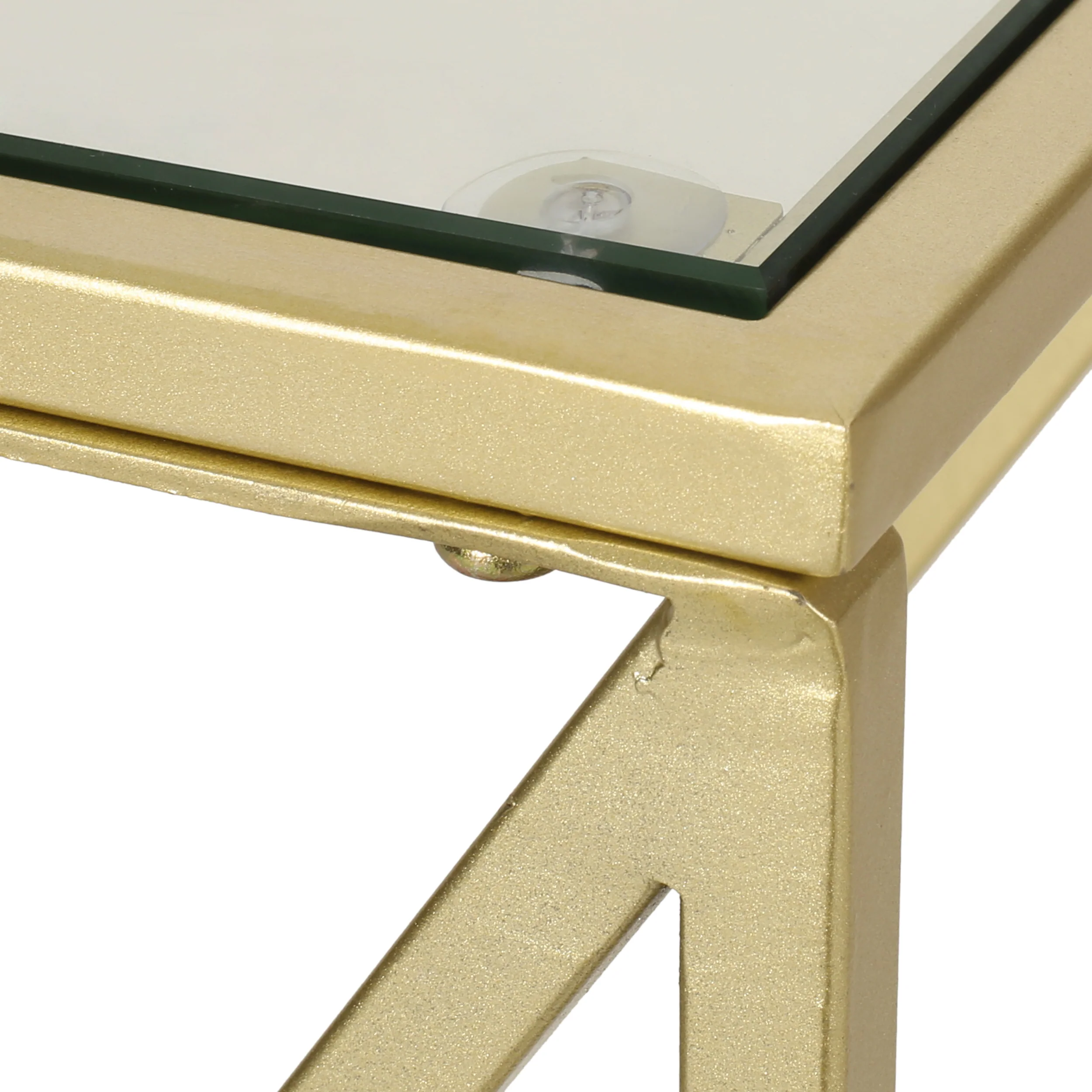 Wallner Modern Glam Tempered Glass 3 Shelf Asymmetrical Bookcase, Gold - furnishings