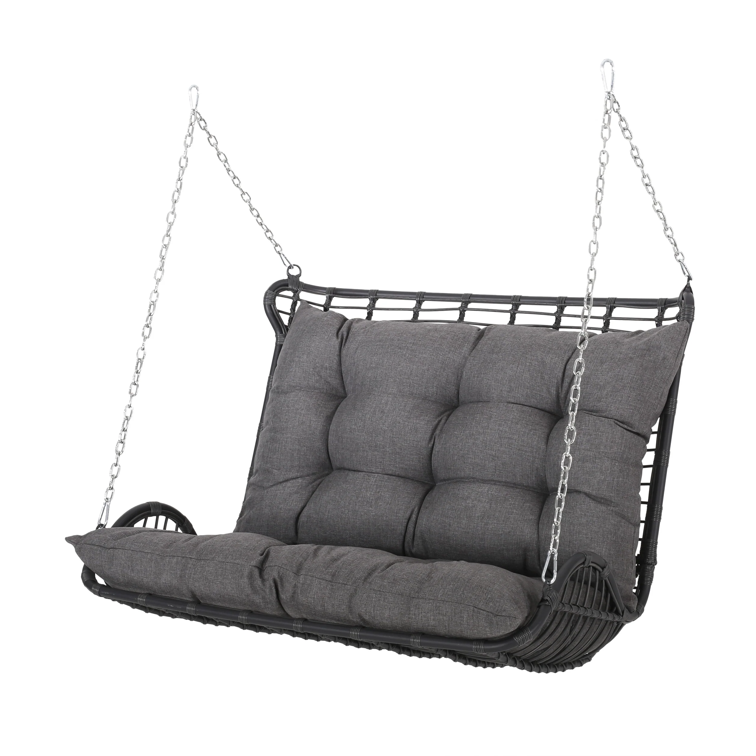 Matthew Outdoor Wicker Porch Swing with Cushions - furnishings